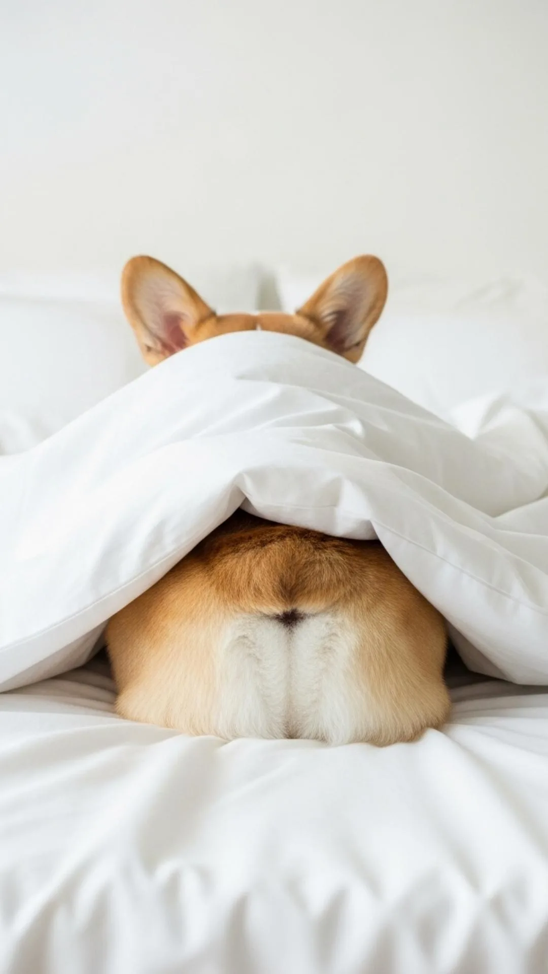 A funny cute Corgi DP hiding under a blanket, a hilarious profile picture for dog owners
