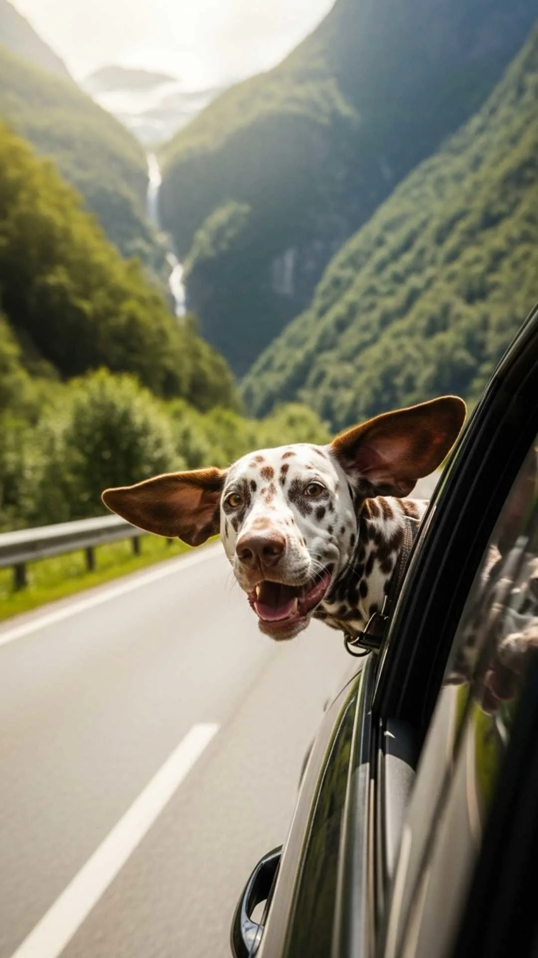 A happy and cute dog DP with ears flapping in the wind, a joyful and free-spirited profile picture