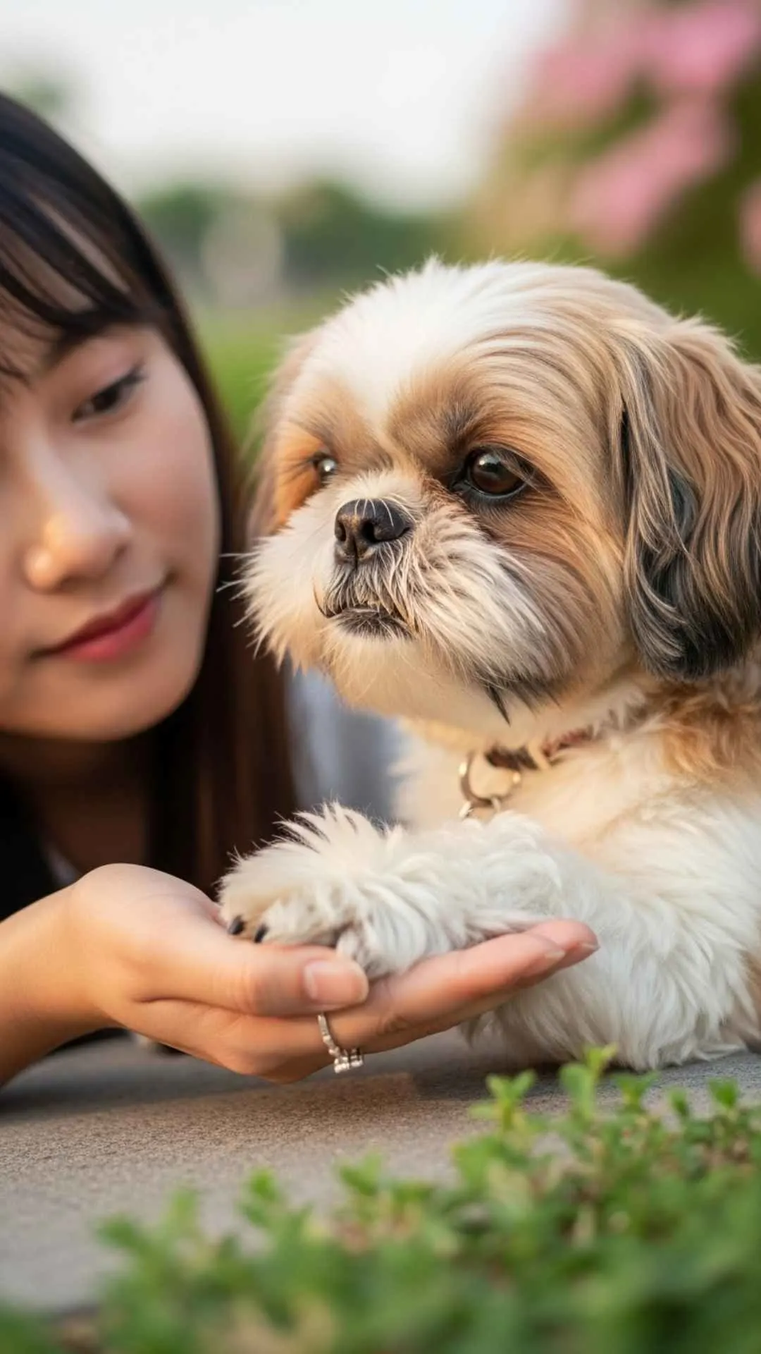 A lovely cute dog paw DP on a human hand, a beautiful profile picture about friendship and trust.