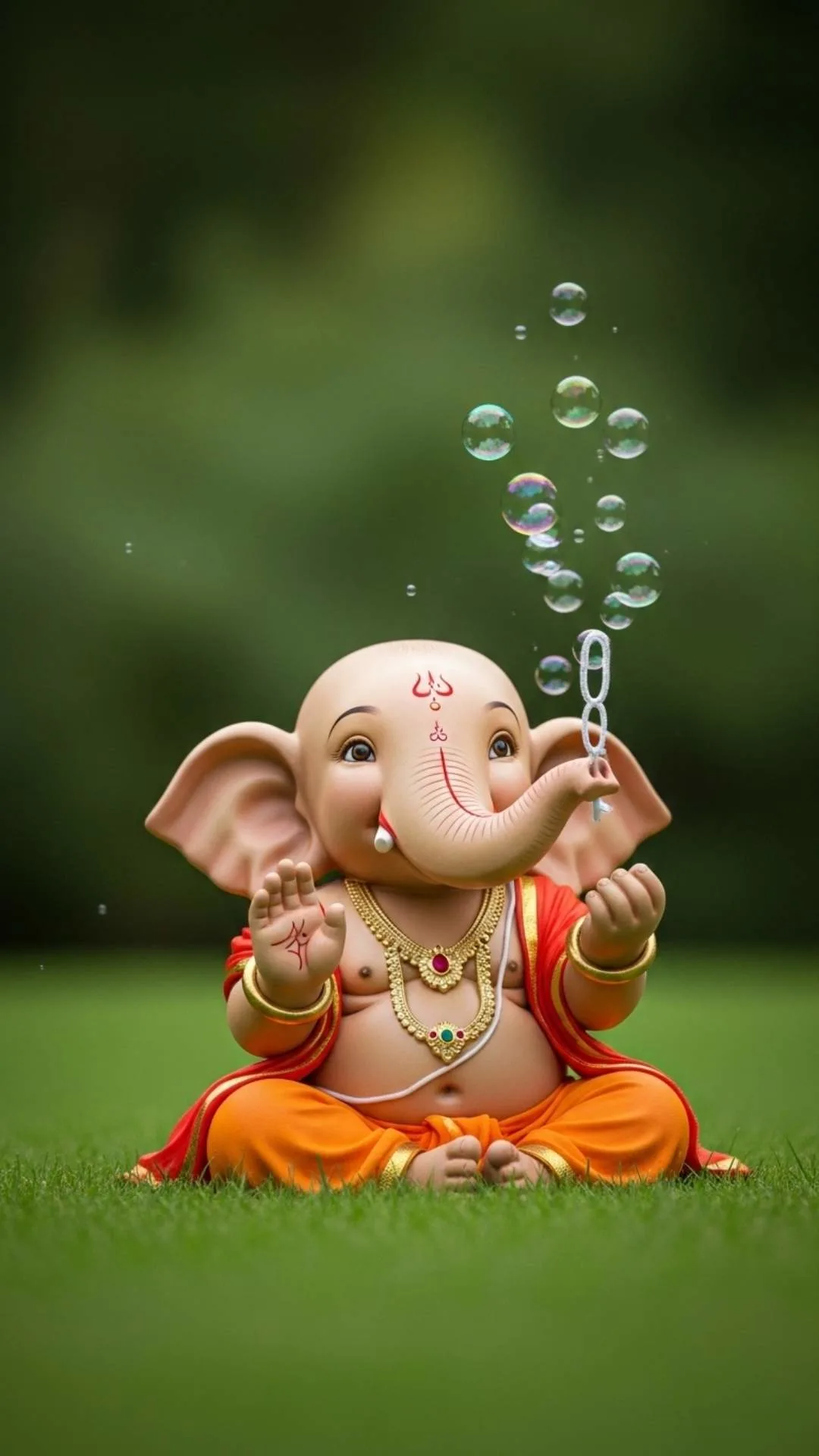 A whimsical and cute DP of Ganesha blowing soap bubbles with his trunk, full of wonder and magic. #BubbleFun #MagicalGanesha #WhimsicalDP #CuteImagination #Joy