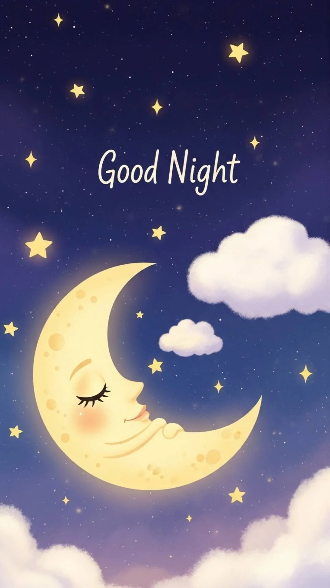 Cute Good Night DP, peaceful night profile picture, sleepy moon WhatsApp DP, sweet dreams image.