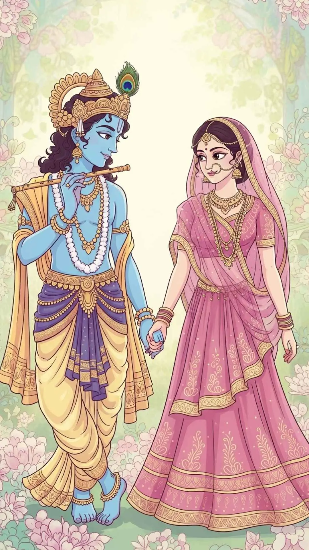 Cute Radha Krishna DP, romantic divine couple profile picture, sweet Radha Krishna love image, Indian spiritual WhatsApp DP.