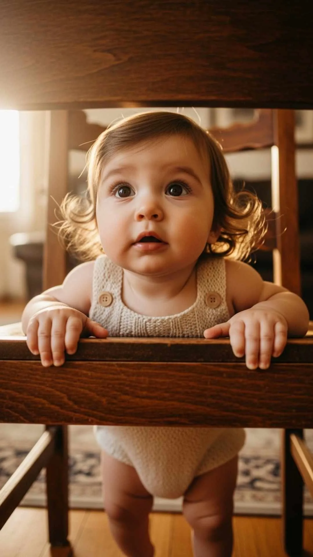 A cute toddler girl with a curious and thoughtful expression, an image that tells a sweet story for your DP