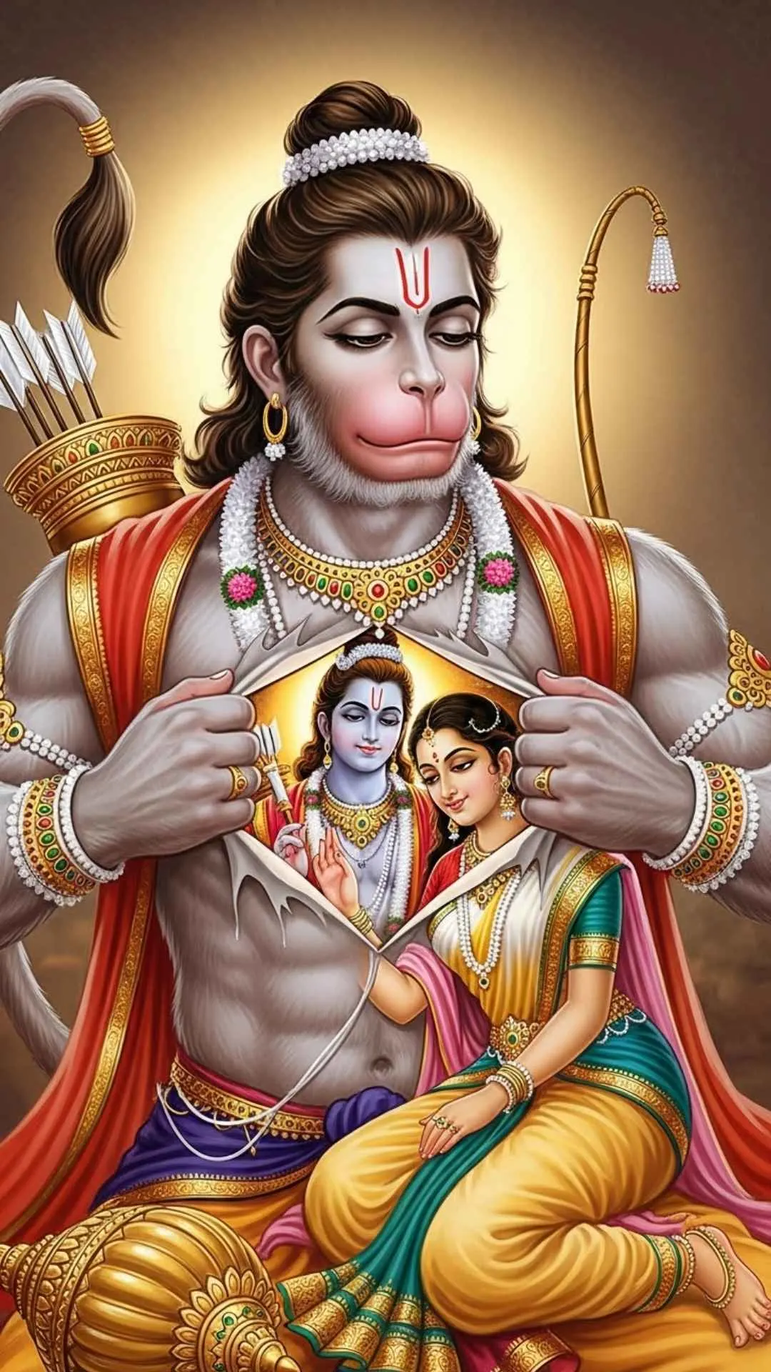 Devoted Hanuman DP, Lord Hanuman showing Rama and Sita in his heart, powerful depiction of loyalty and faith.