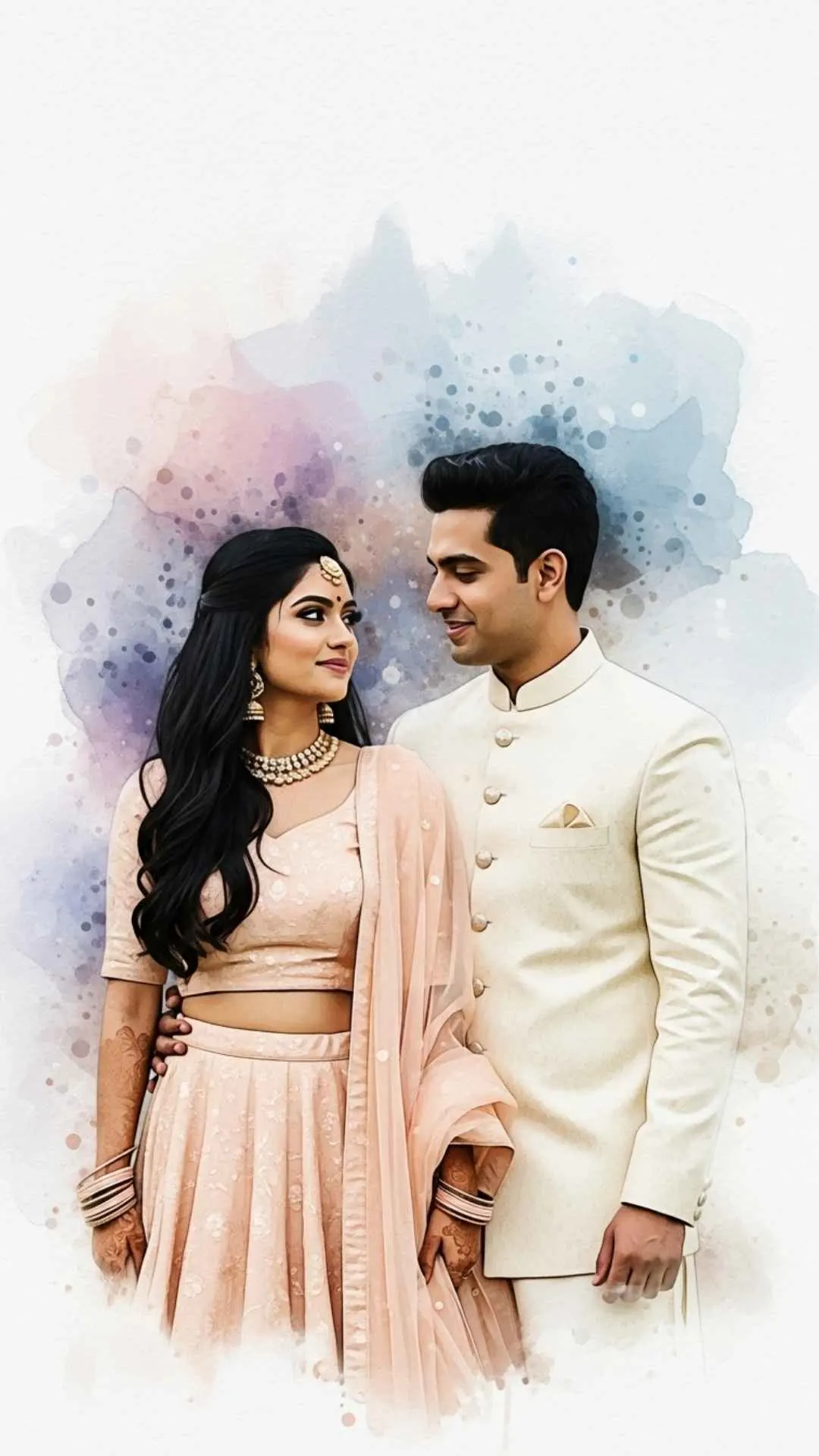Dreamy abstract couple DP for Instagram, artistic watercolor background profile picture, serene minimalist love, soft aesthetic couple.