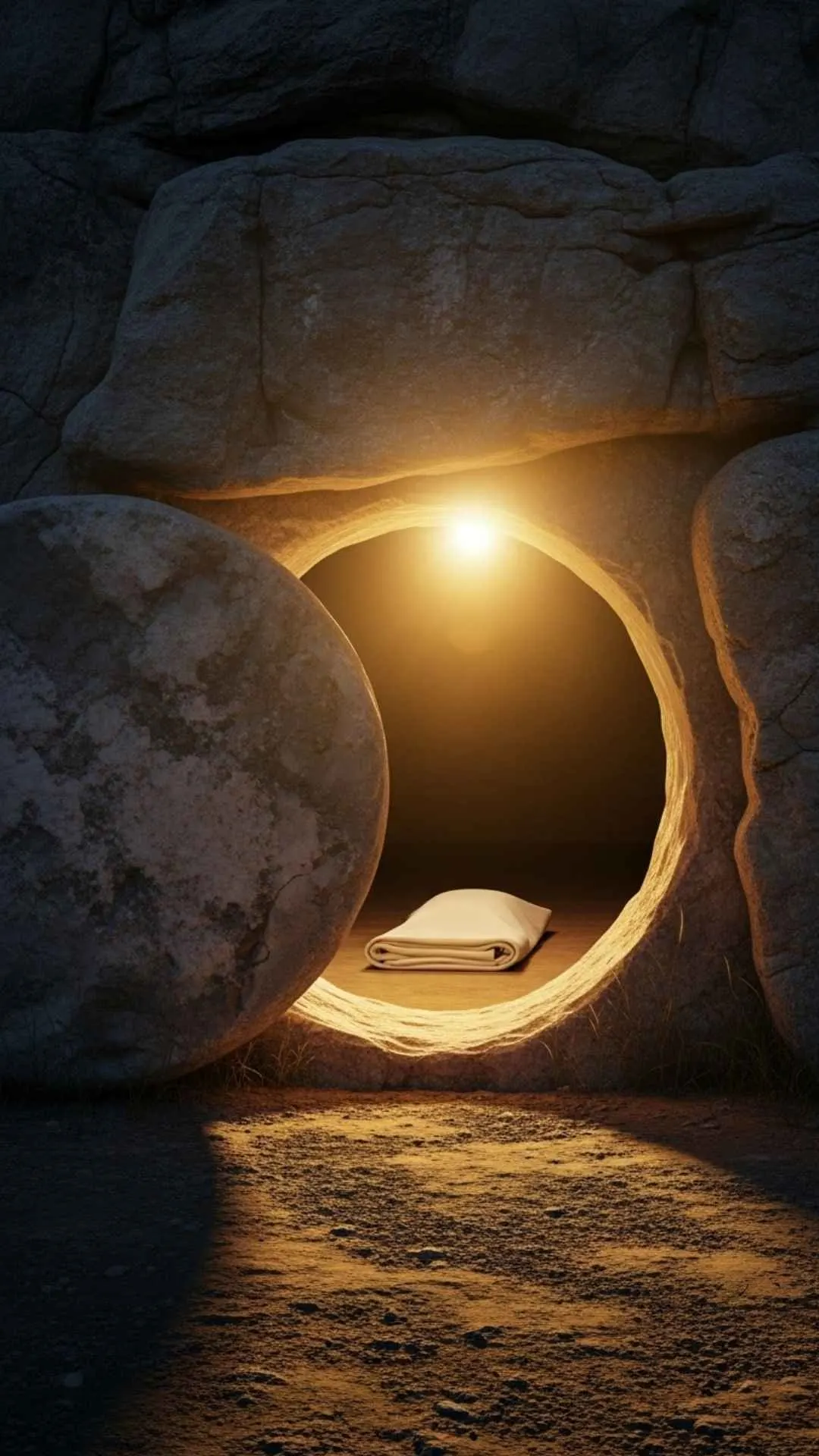 A powerful Easter DP depicting the empty tomb at sunrise, symbolizing the resurrection of Jesus Christ and His victory over death. #Easter #HeIsRisen #EmptyTomb #Resurrection #ChristianDP