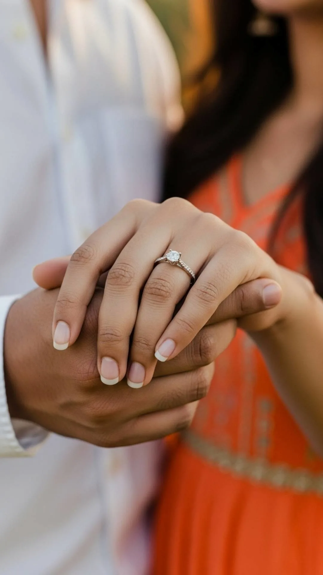 Engagement DP for Instagram couple, close-up engagement ring profile picture, newly engaged Indian couple, symbolic love DP.
