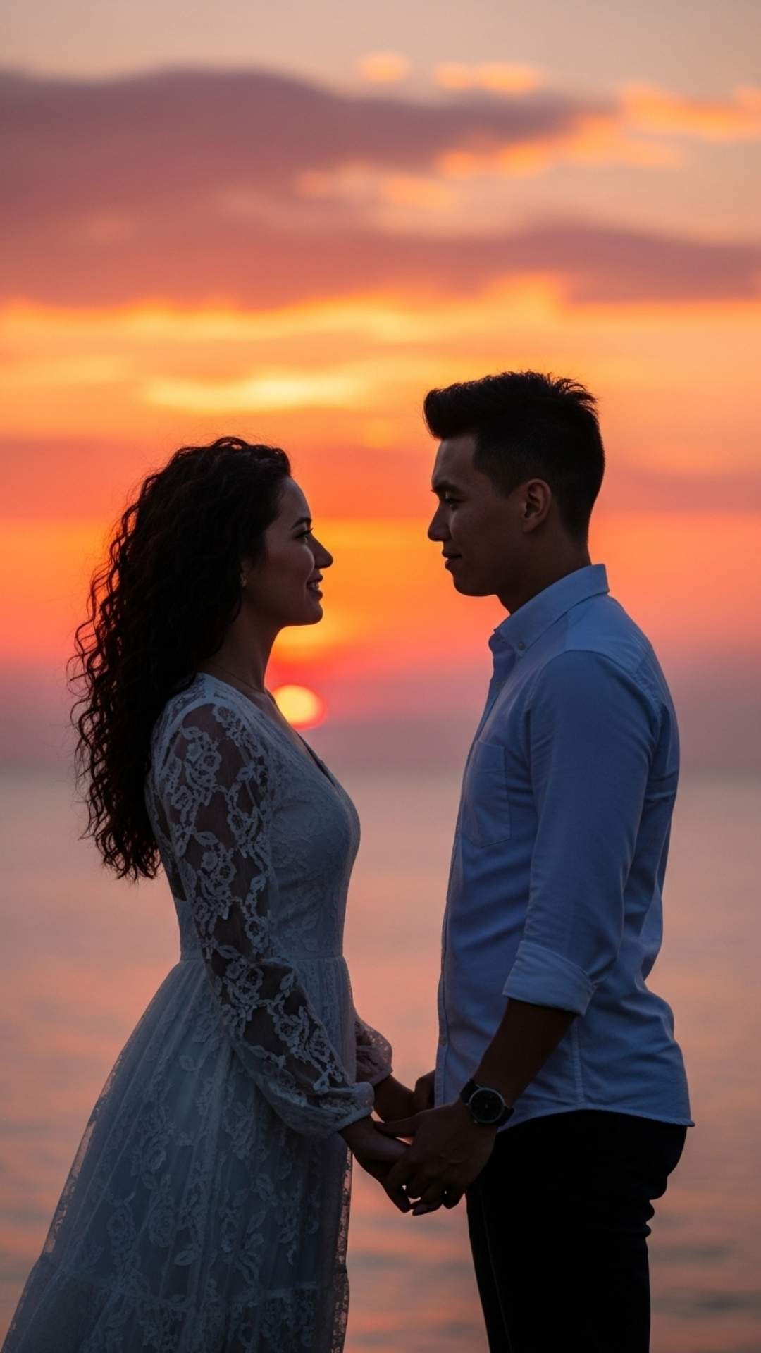 Couple Facebook DP, romantic profile picture, sunset couple avatar, loving pair FB DP.