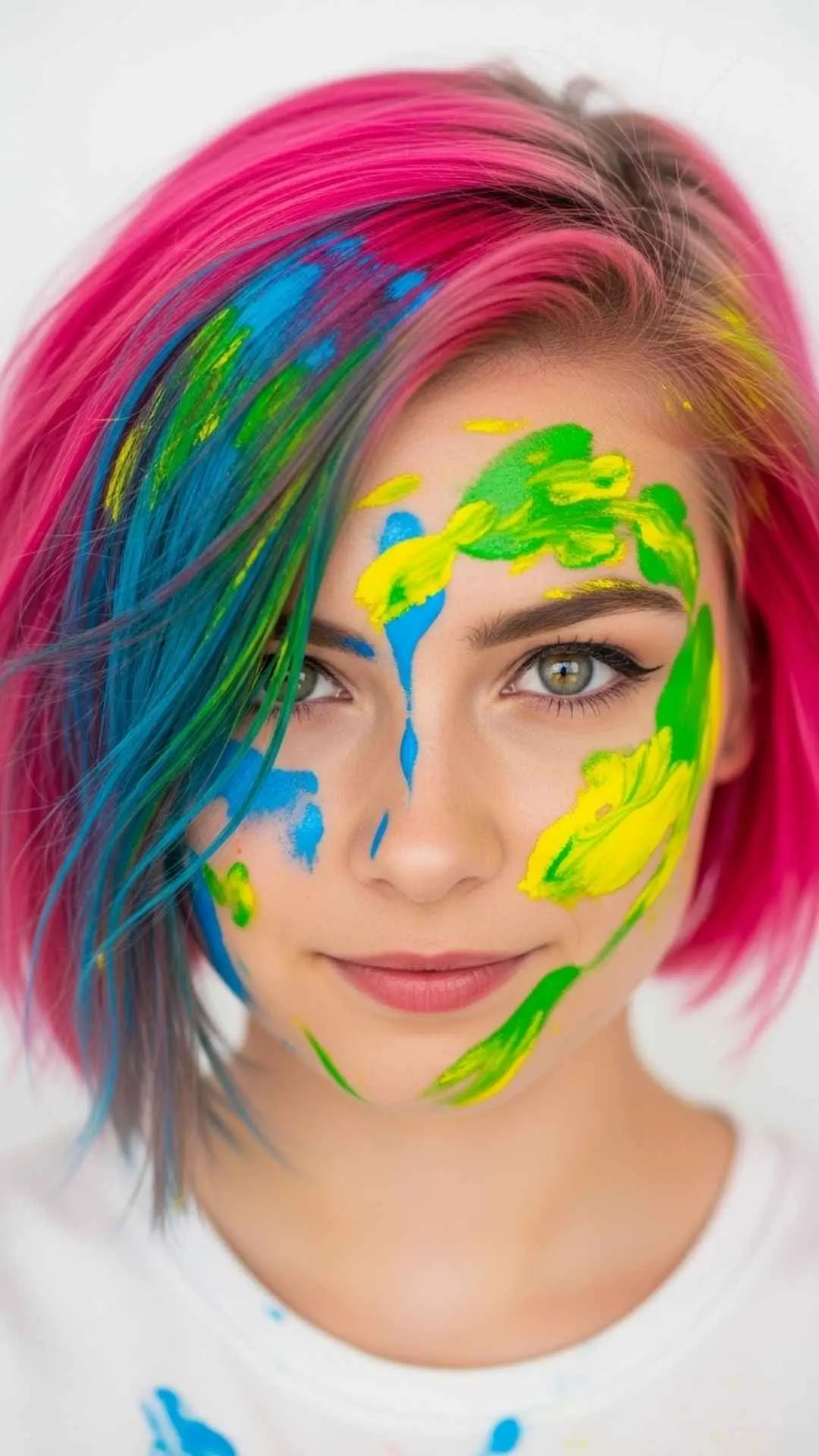 Artistic Facebook DP for girls, vibrant color splash profile picture, creative fun FB DP, playful paint avatar