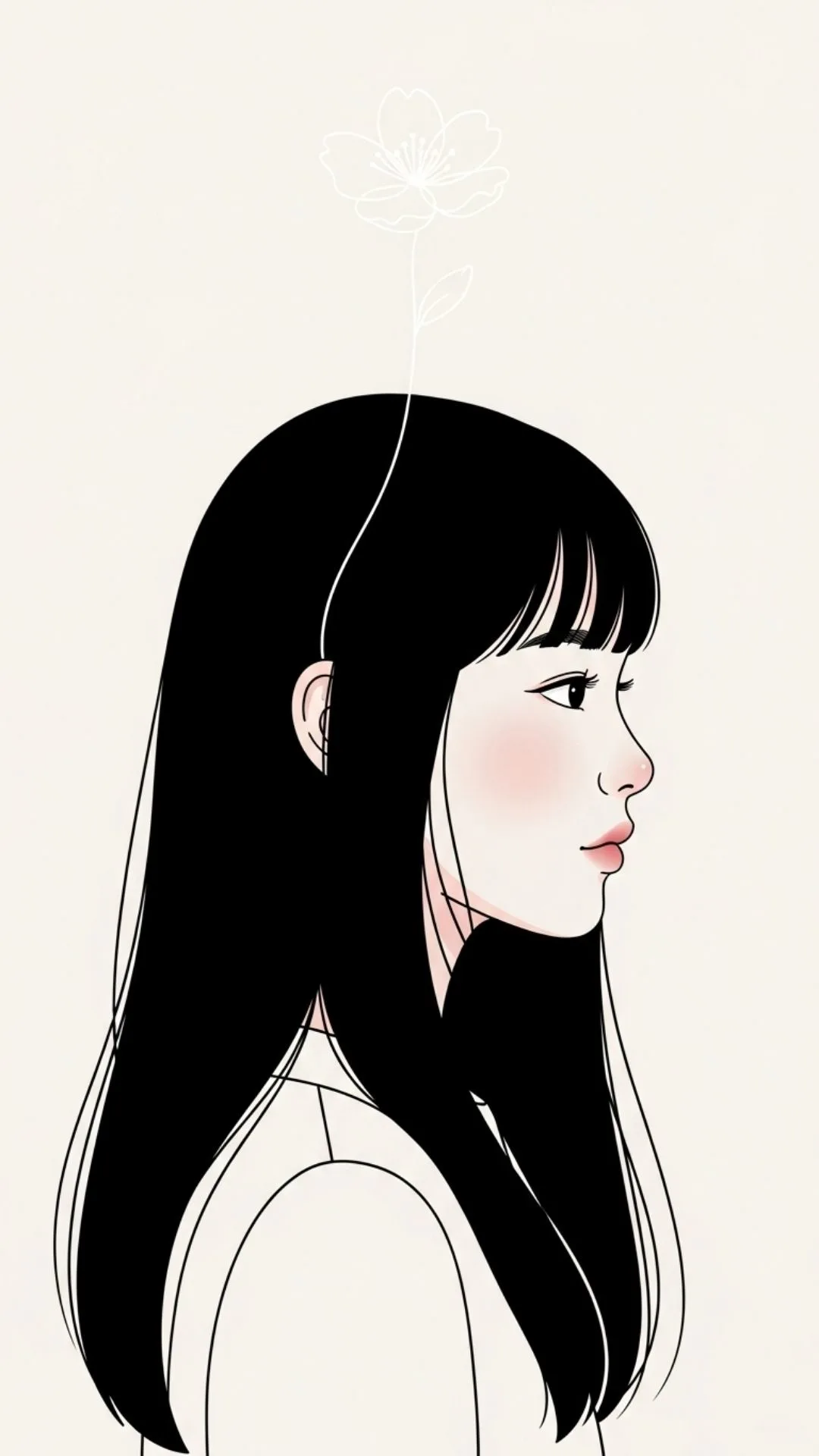 Minimalist growth Facebook DP for girls, positive line art profile picture, blooming flower FB DP, serene modern avatar.