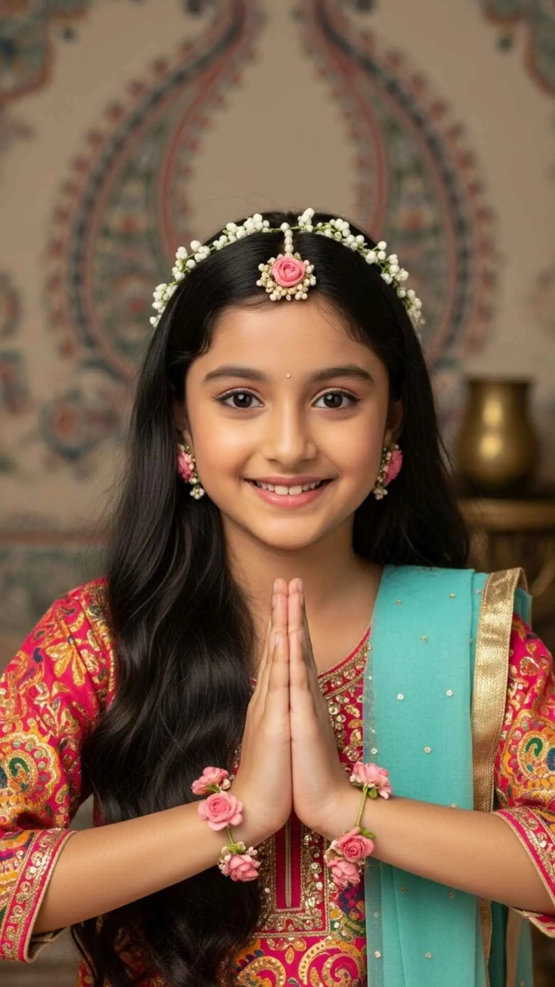 Namaste Facebook DP for girls, respectful profile picture, welcoming gesture FB DP, Indian cultural avatar