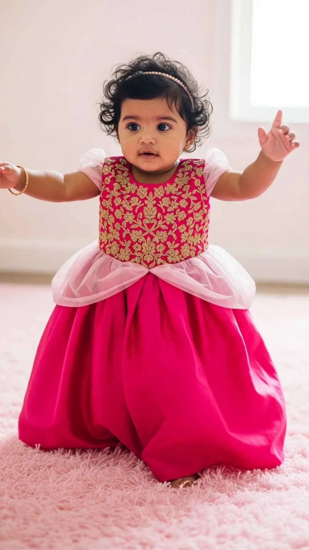 Heartwarming first steps princess baby pic for inspiring WhatsApp DP.