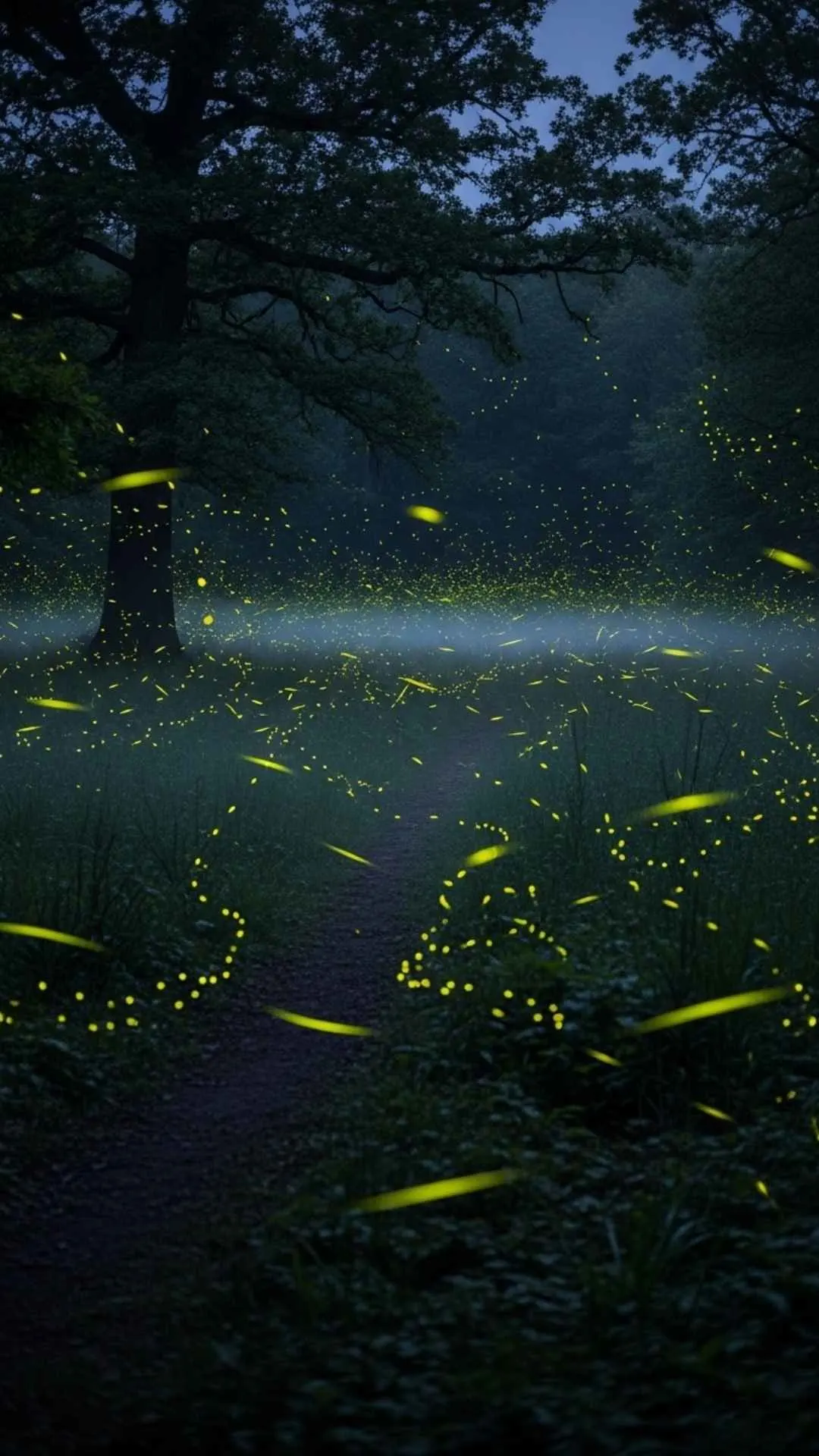 A magical forest night lit by thousands of glowing fireflies. A joyful and dreamy DP that represents magic, hope, and wonder.