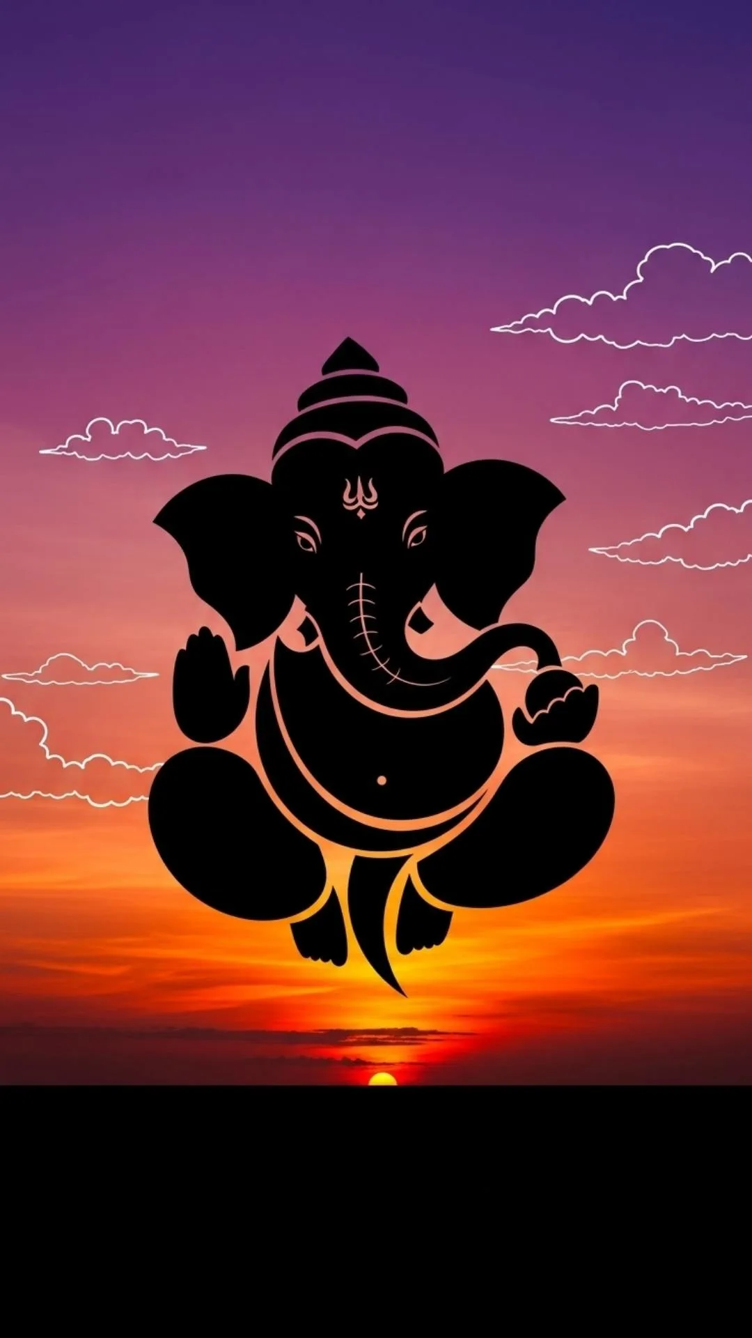 Lord Ganesha silhouette DP, Shiva silhouette aesthetic, spiritual Indian deity, vibrant sunset background, peaceful meditation profile, religious aesthetic DP.