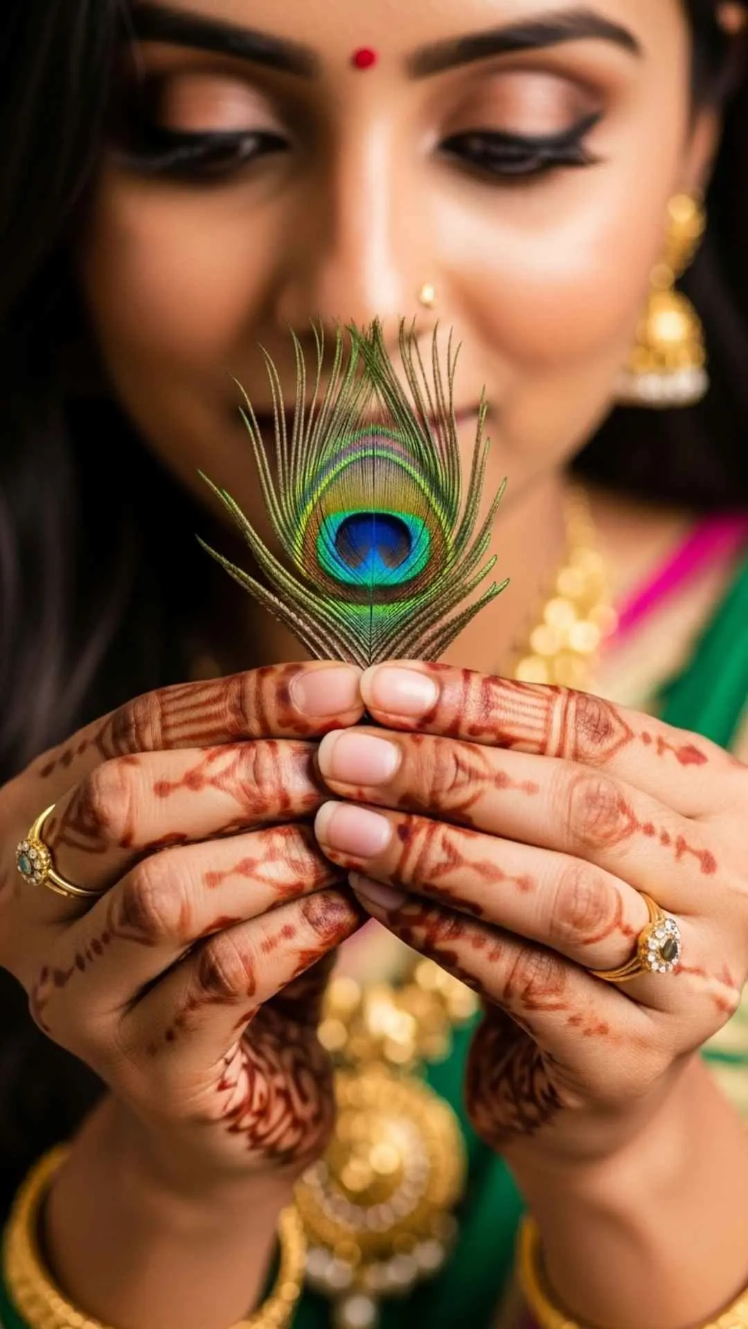 Graceful attitude DP, hand with peacock feather, cultural profile picture