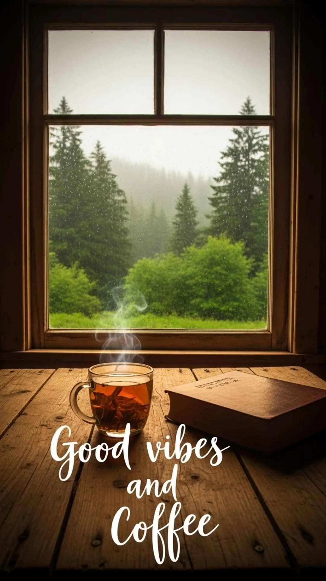 Coffee chill Instagram DP, cozy morning profile picture, relaxed vibe image with coffee quote, comforting quotes wallpaper.