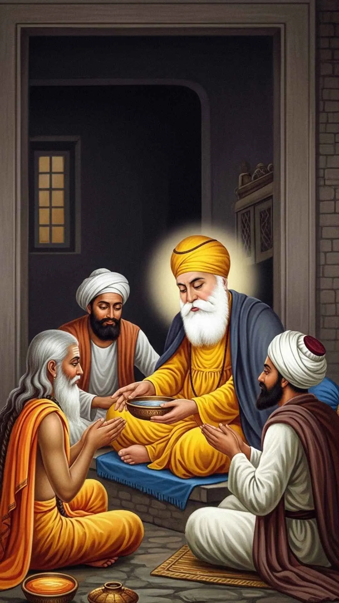 A powerful DP illustrating Guru Nanak's teaching of equality, showing him sharing with a Hindu Sadhu and a Muslim Faqir. A symbol of universal brotherhood. #UniversalBrotherhood #Equality #GuruNanakTeachings #Sikhism #OneGod