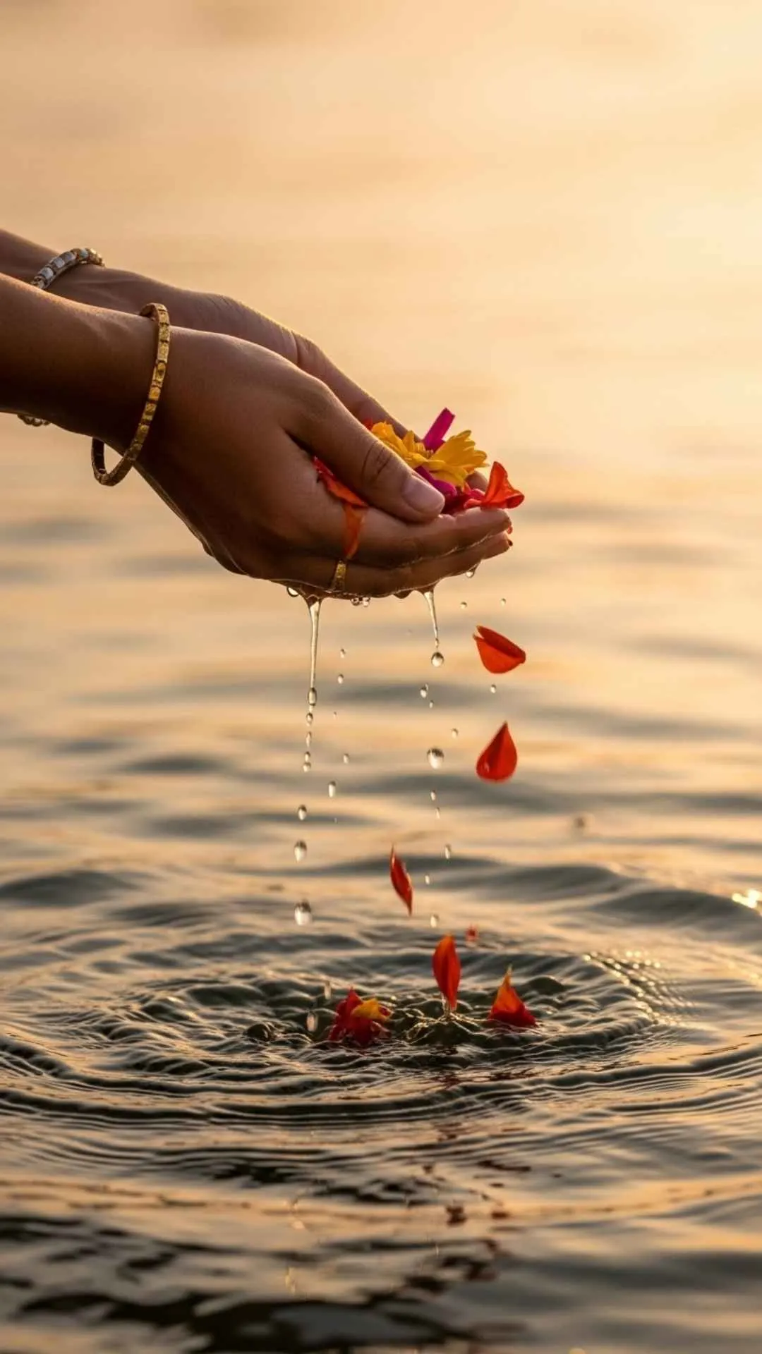 Spiritual attitude DP, hands offering flowers, peaceful ritual profile