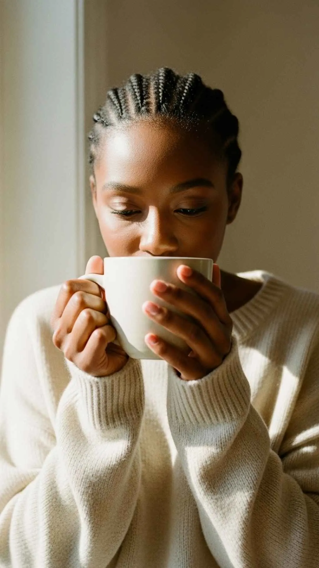 A cozy hidden face DP of a person holding a coffee mug, creating a warm and thoughtful mood. #CoffeeLover #CozyVibes #HiddenFace #Aesthetic #Contemplation