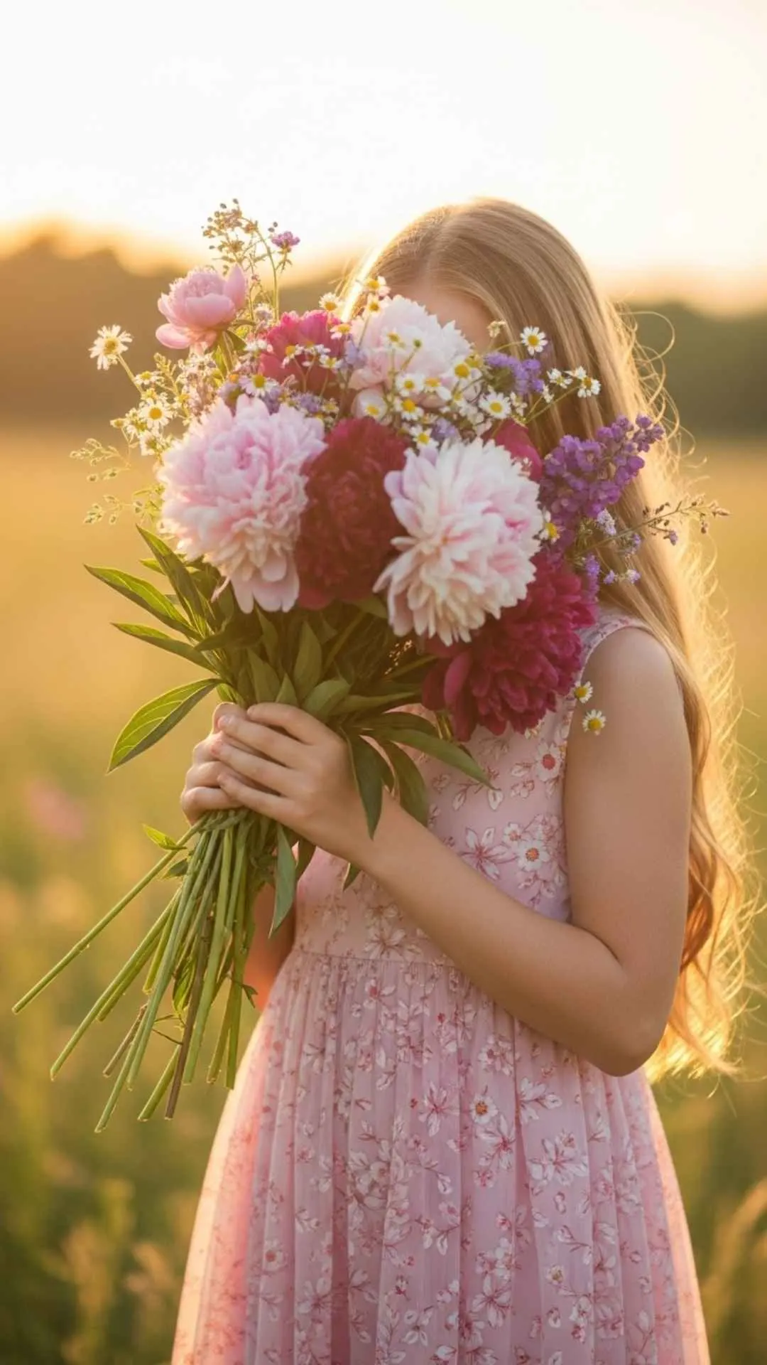 A beautiful hidden face DP for girls, with a large flower bouquet covering her face. A romantic and aesthetic profile picture. #HiddenFaceDP #DPforGirls #FlowerFace #Aesthetic #Romantic