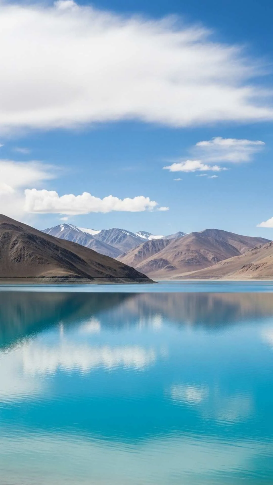 The serene and stunningly blue Pangong Tso lake in Ladakh, Himalayas. A healing nature DP for finding inner peace and tranquility