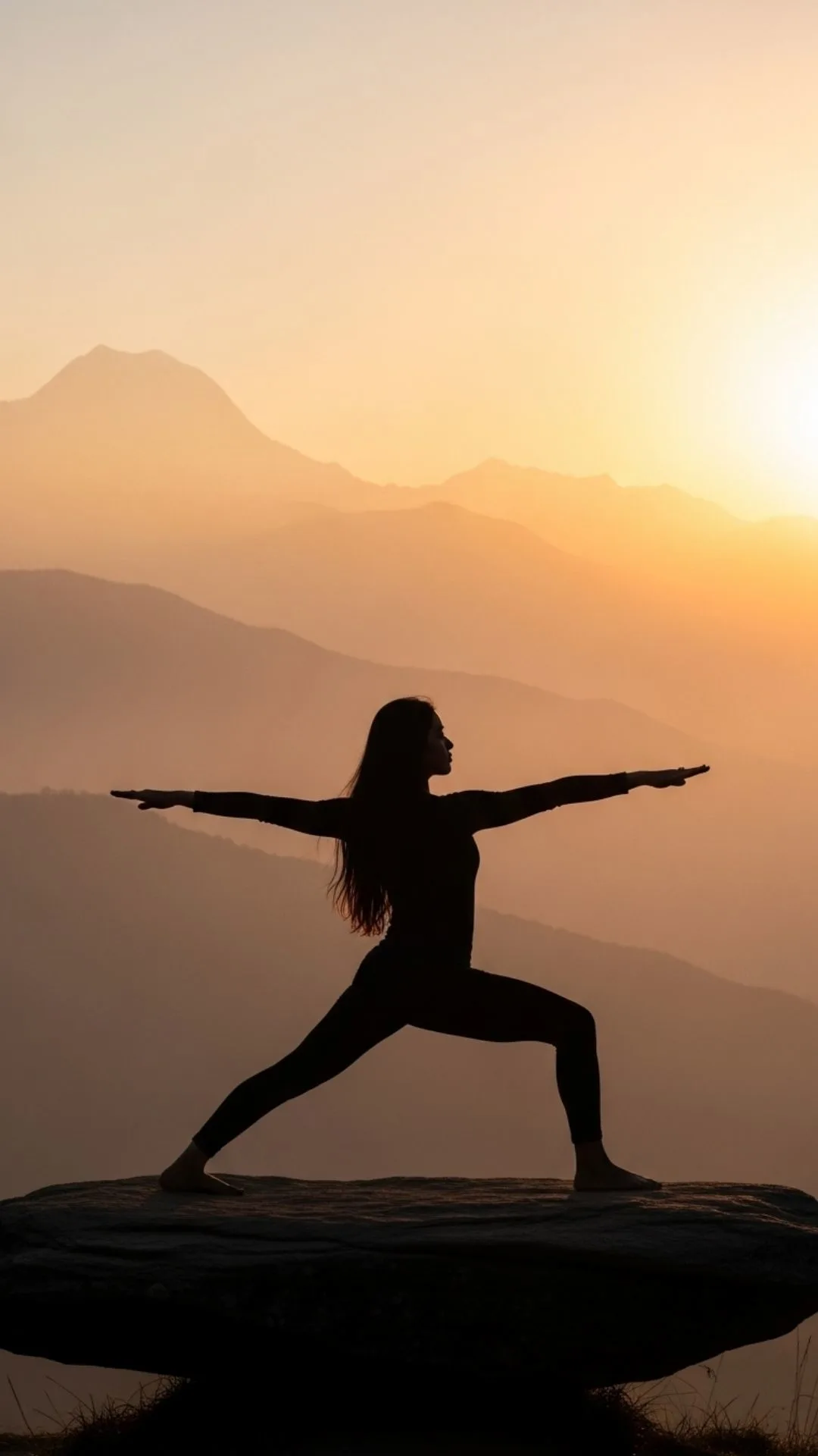 A person practicing yoga at sunrise in the Himalayas. A spiritual and healing nature DP for balance, wellness, and mindfulness