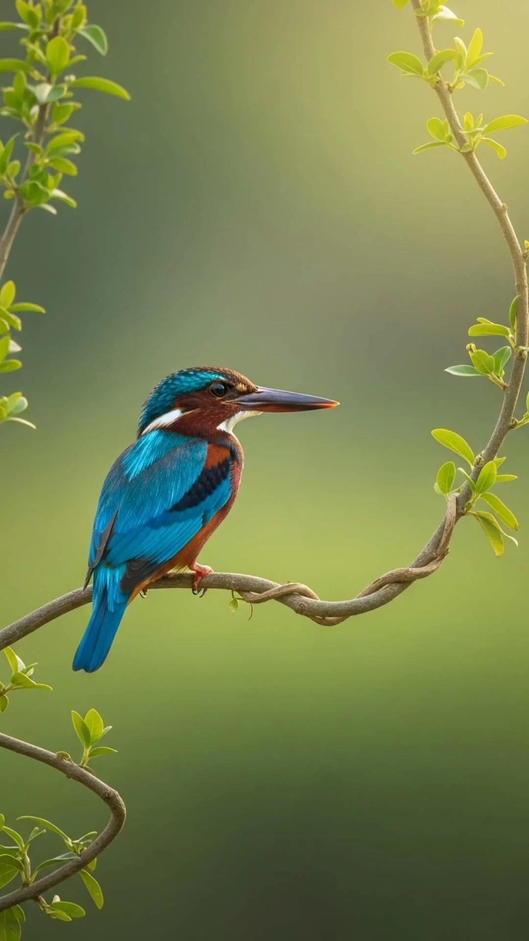 A colorful Indian Kingfisher bird on a branch. A vibrant and joyful DP for nature lovers, representing happiness and freedom