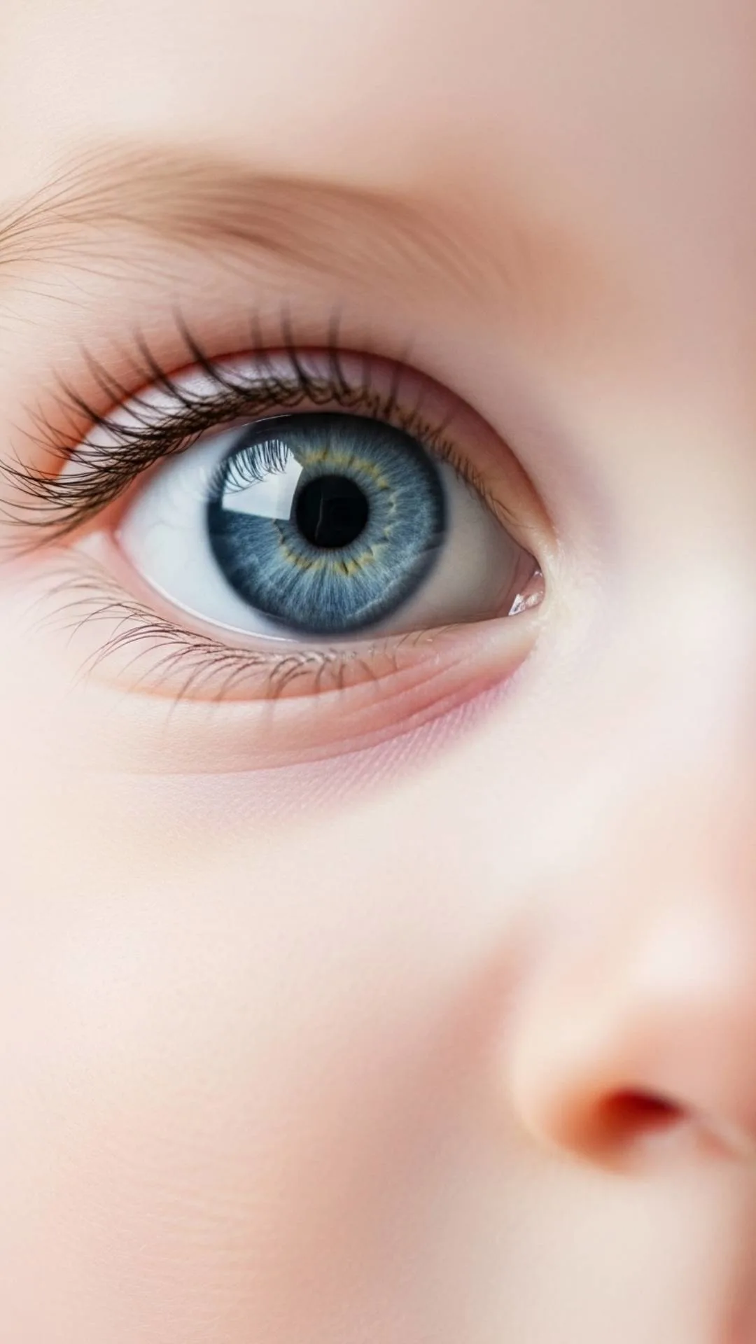 A beautiful baby girl with large, round, innocent eyes looking directly at the camera for a captivating WhatsApp DP