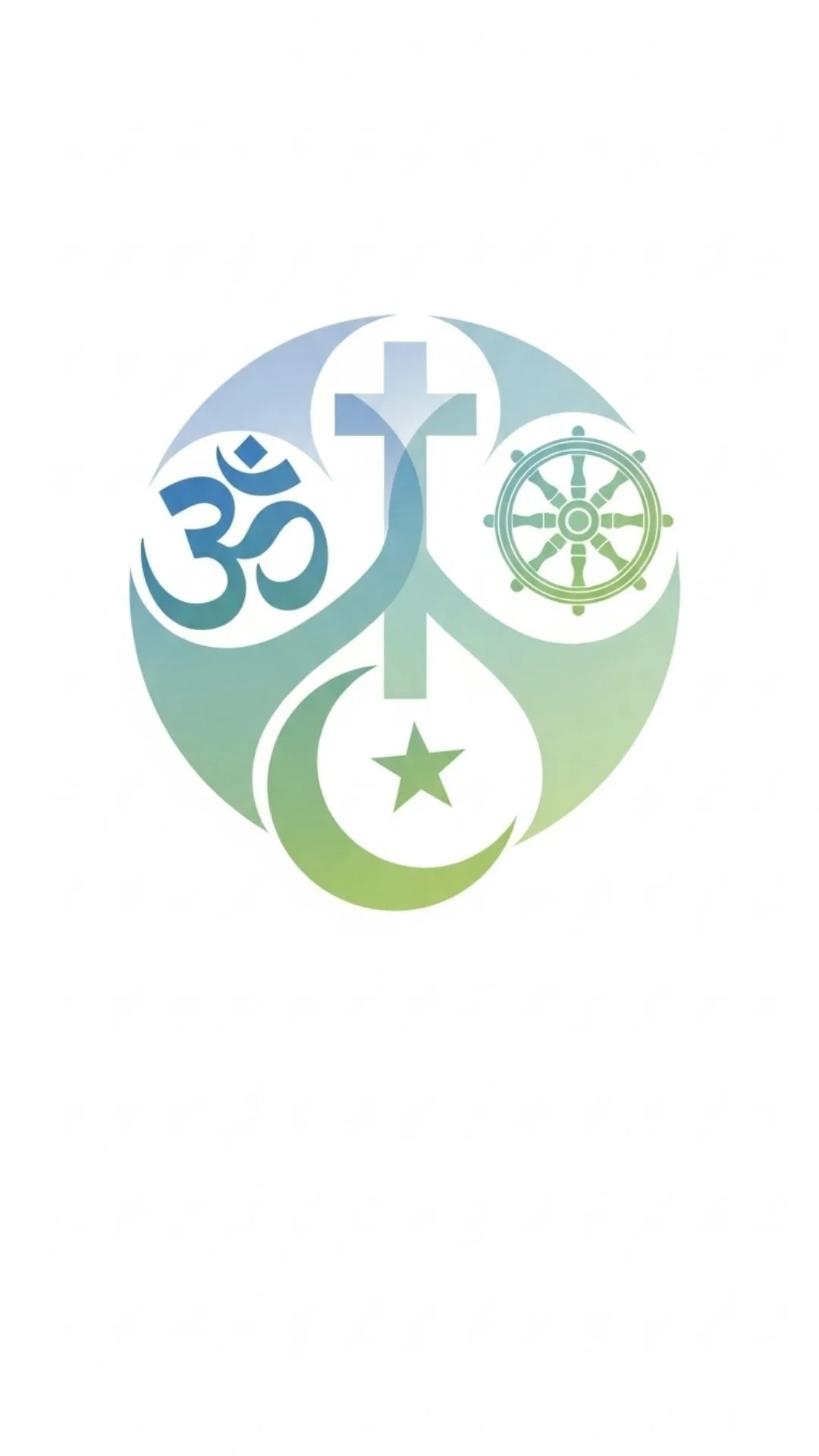 Interfaith Peace DP, unified symbol representing religious harmony on a soft background, promoting peace and understanding.