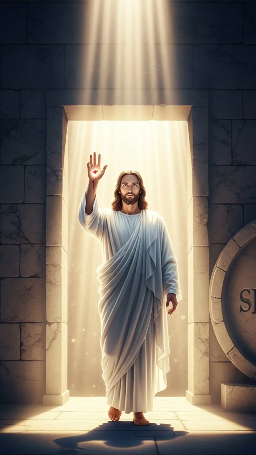 A majestic DP of the Risen Christ in glowing white robes, victorious over death. A symbol of resurrection, hope, and eternal life. #HeIsRisen #Resurrection #Easter #JesusIsKing #Victory