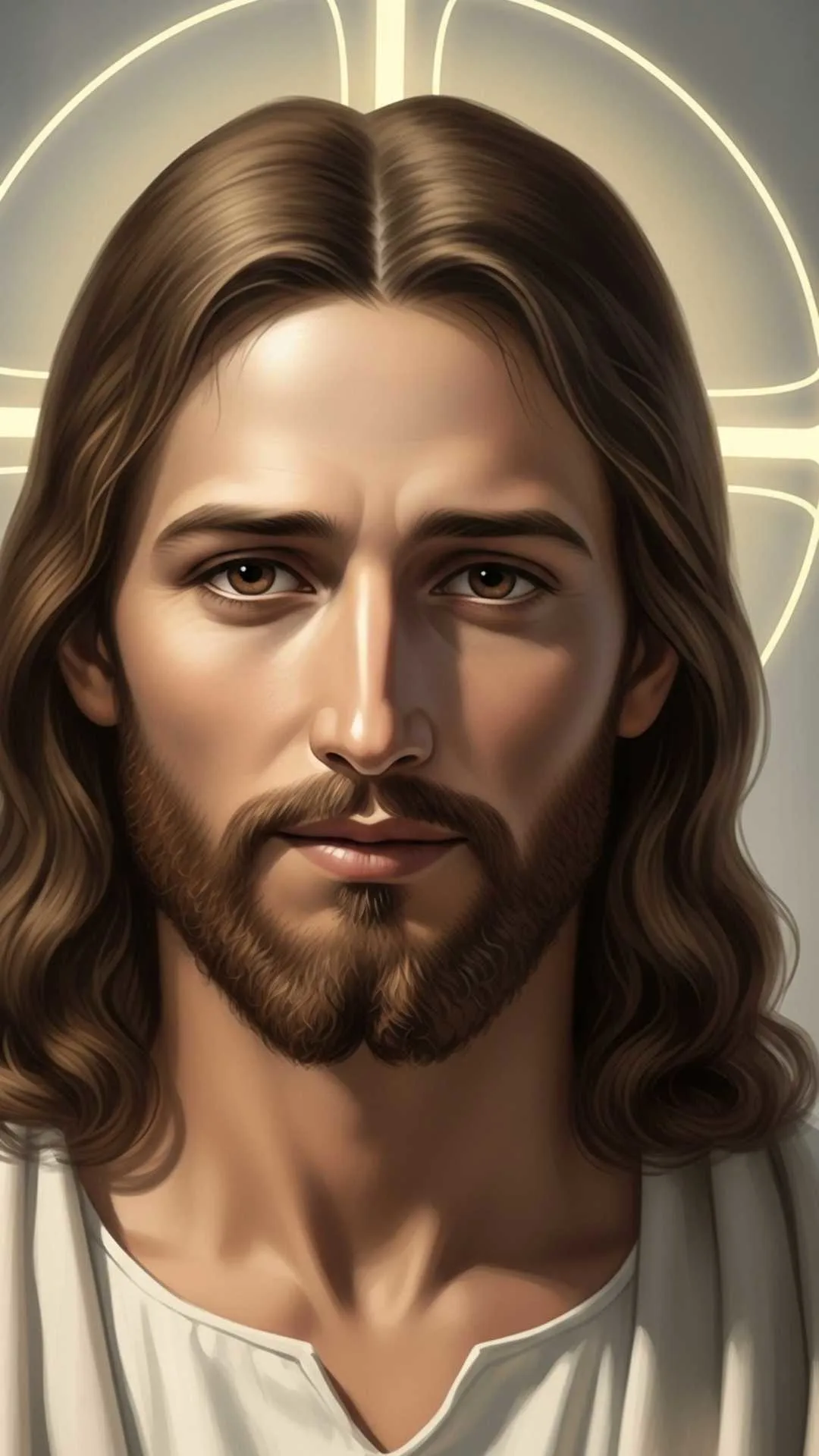 Jesus Christ DP, compassionate face of Jesus with a gentle golden halo, spiritual Christian profile picture.