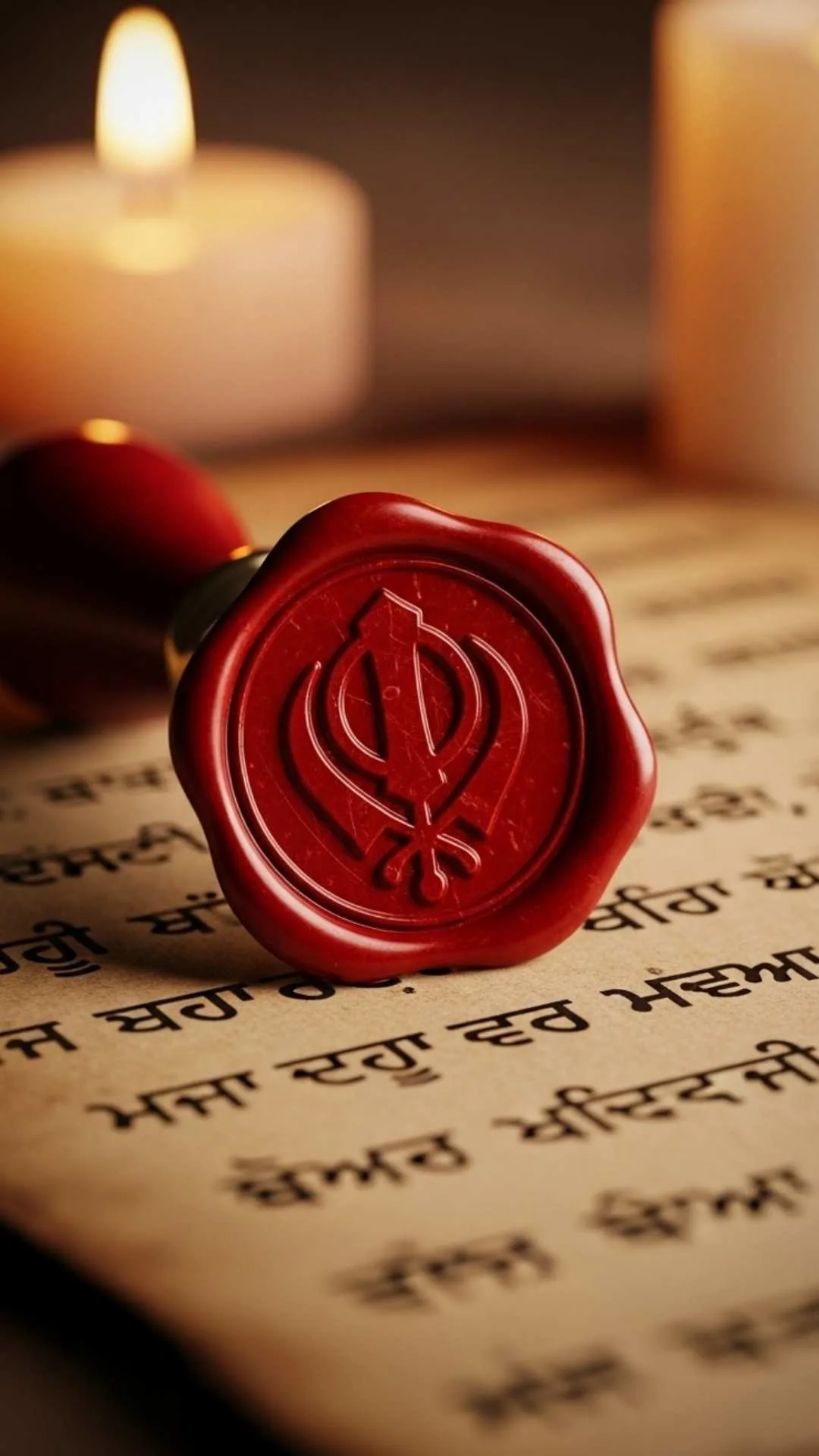 An artistic DP of the Khanda symbol as a royal wax seal on ancient parchment, representing Sikh sovereignty, authority, and heritage. #KhandaSeal #SikhHeritage #Sovereignty #MiriPiri #RoyalSeal