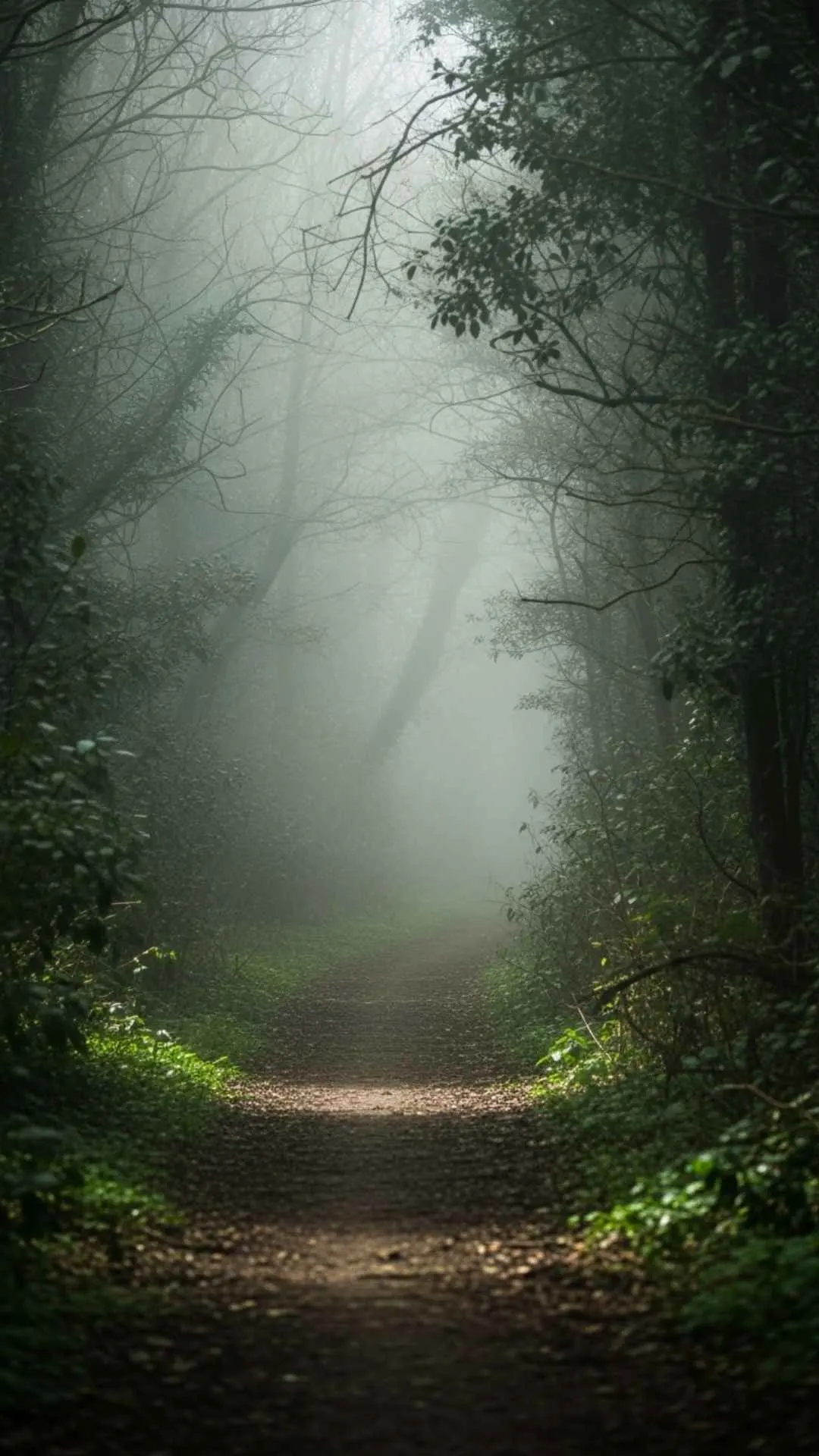 An empty path leading into fog, a symbolic DP about a lonely and uncertain journey.