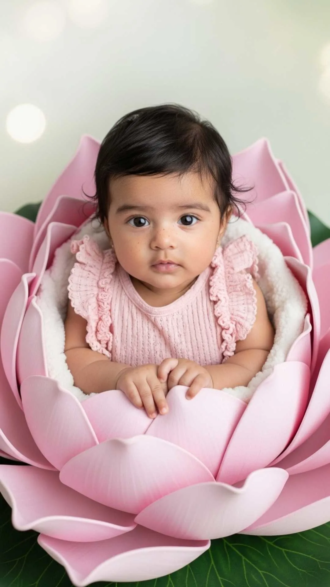 Peaceful lotus flower princess baby pic for WhatsApp DP, symbolic of purity.