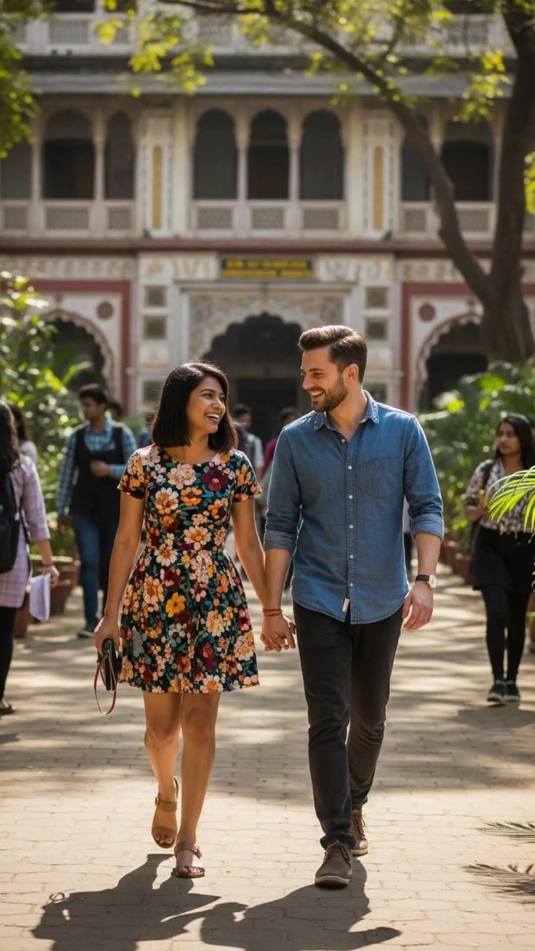 Campus romance couple DP, college life profile picture, happy youth FB DP, shared campus moments avatar.