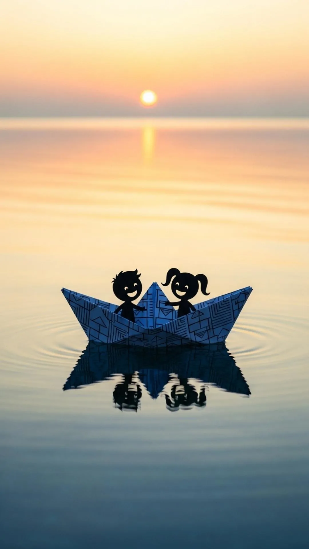 Paper boat couple DP, shared dreams profile picture, peaceful journey FB DP, romantic wish avatar.