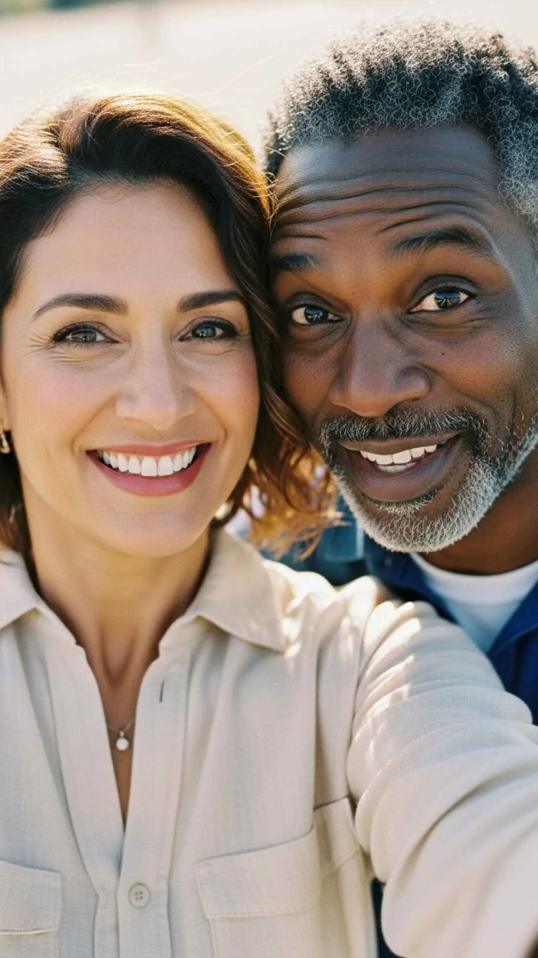 Selfie couple happy DP, genuine joy profile picture, shared moment FB DP, cute couple selfie avatar.