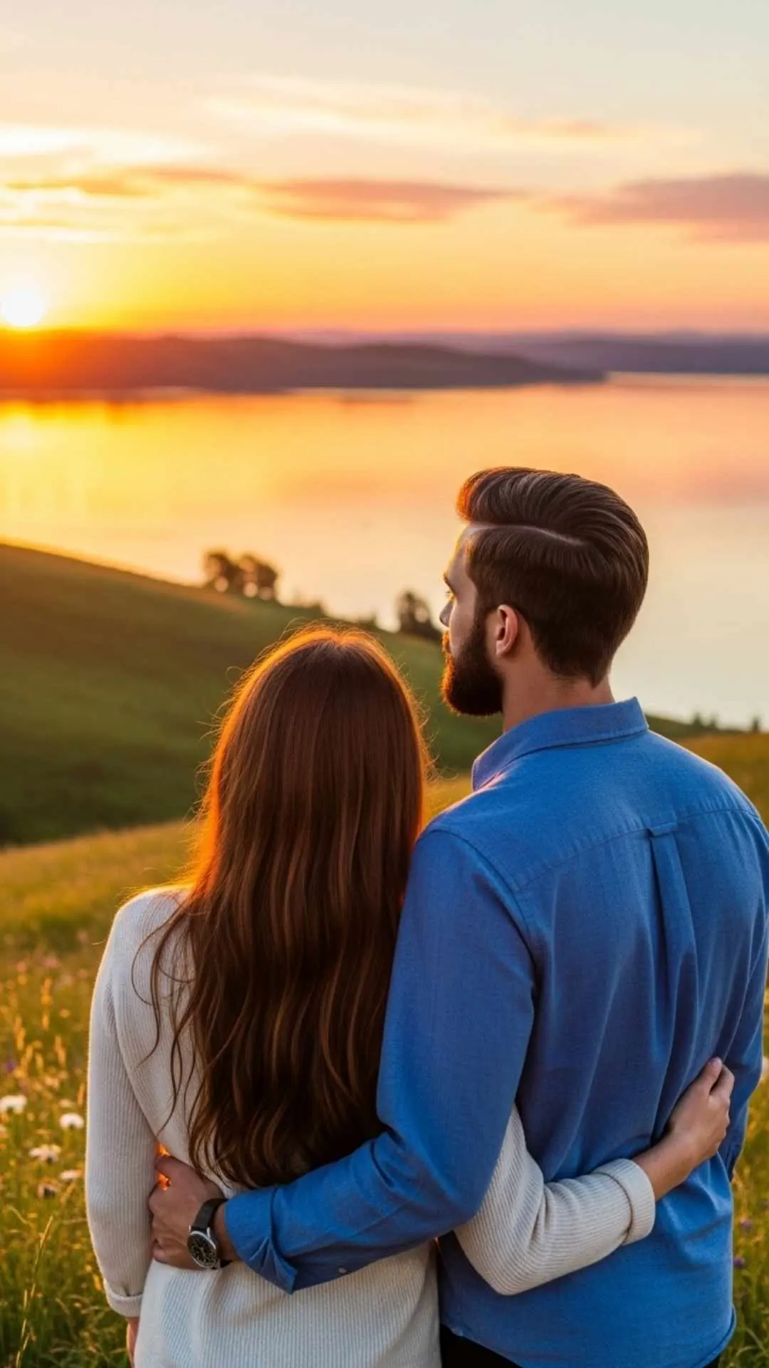Optimistic couple sunrise DP, hopeful future profile picture, serene love FB DP, new beginnings couple pic, peaceful nature avatar.