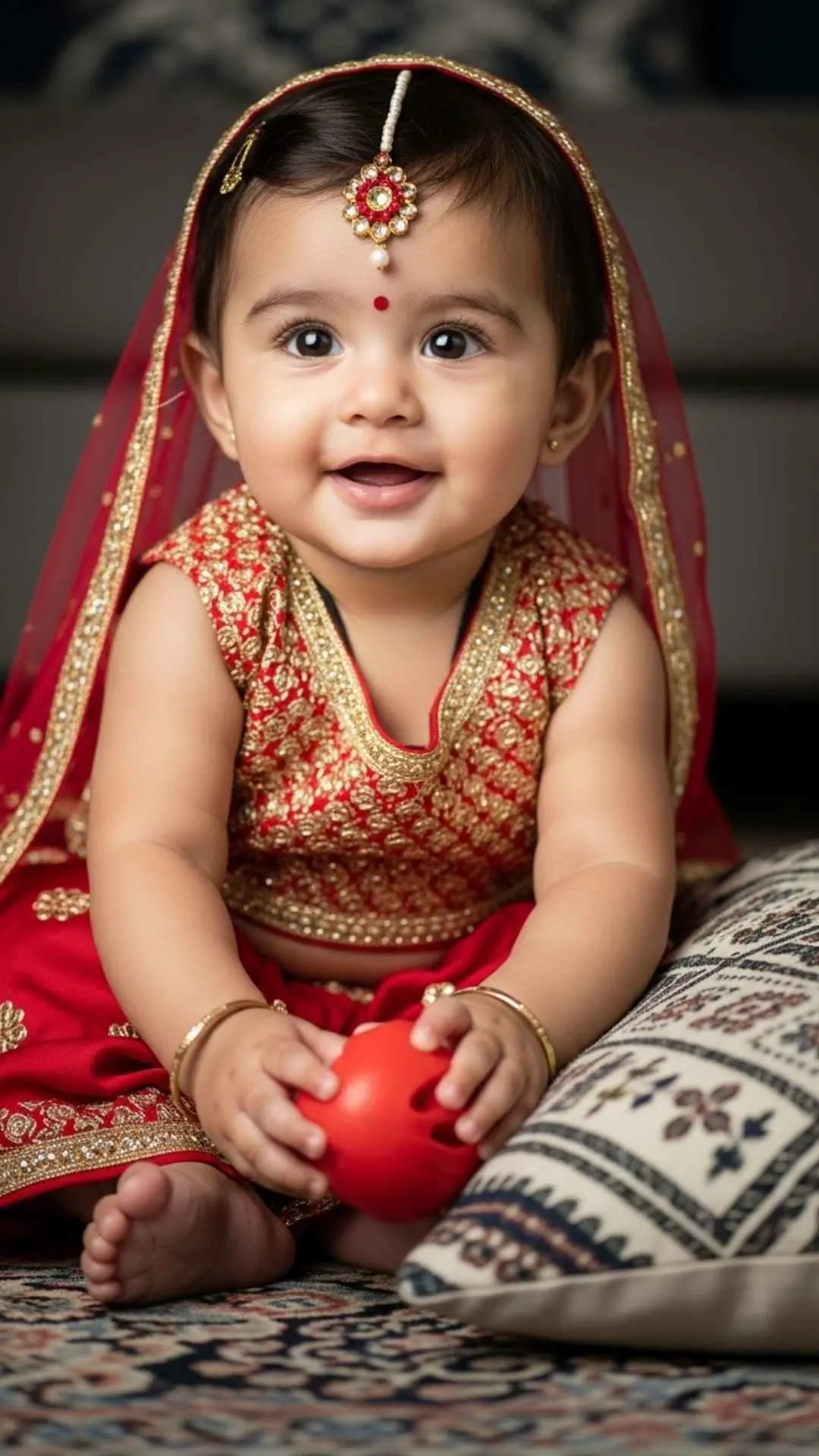 Adorable mini Indian bride princess baby pic for WhatsApp profile.