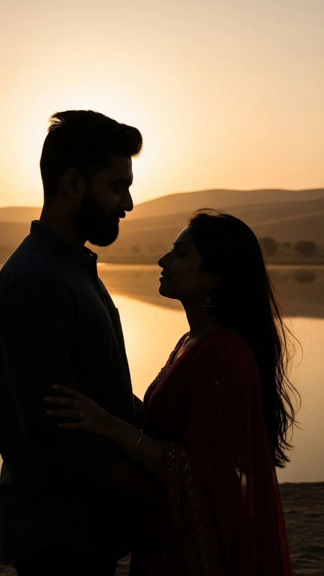 Minimalist couple DP for Instagram, Indian landscape silhouette, romantic travel profile picture, serene couple goals.