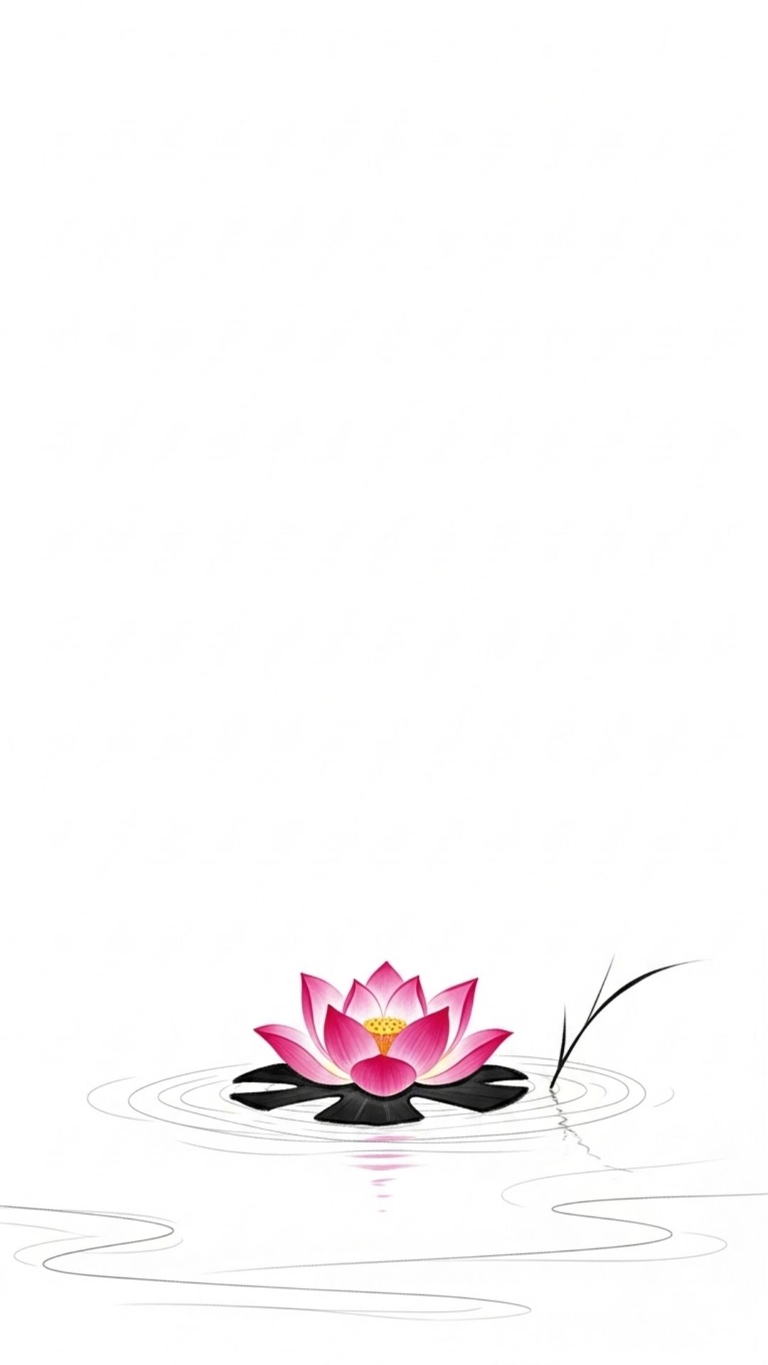 Minimalist Japanese ink painting of a pink lotus, elegant and balanced composition, peaceful and meditative mood