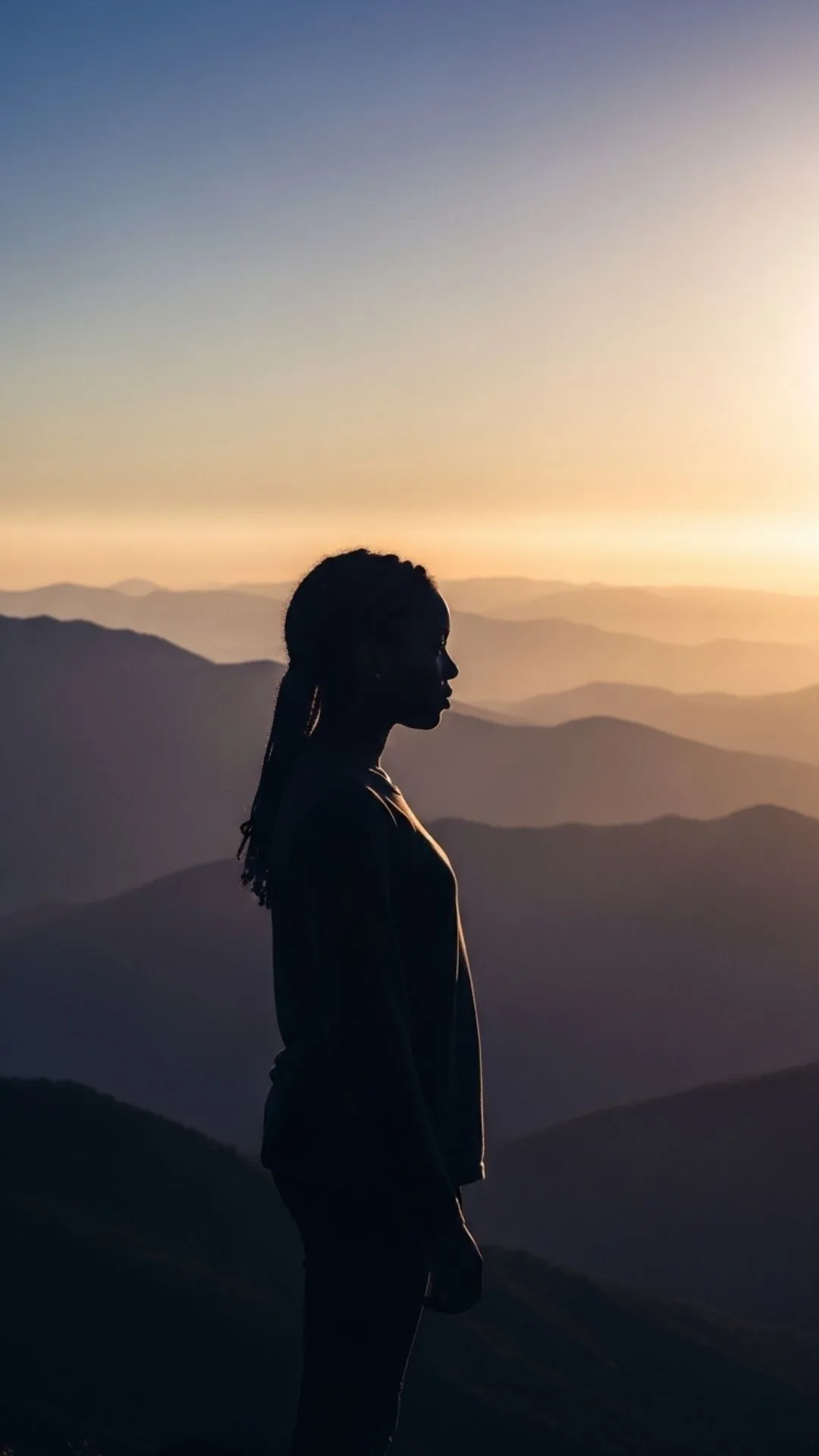 Minimalist nature Instagram DP for girls, serene silhouette profile picture, girl standing in nature, peaceful landscape DP.