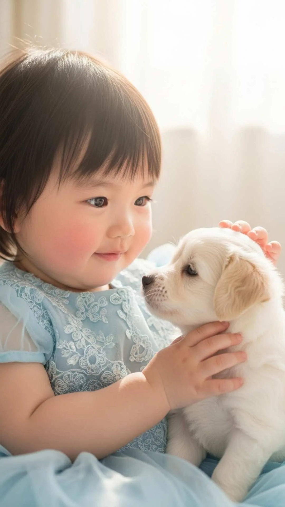Heartwarming princess baby and pet pic, cute WhatsApp DP