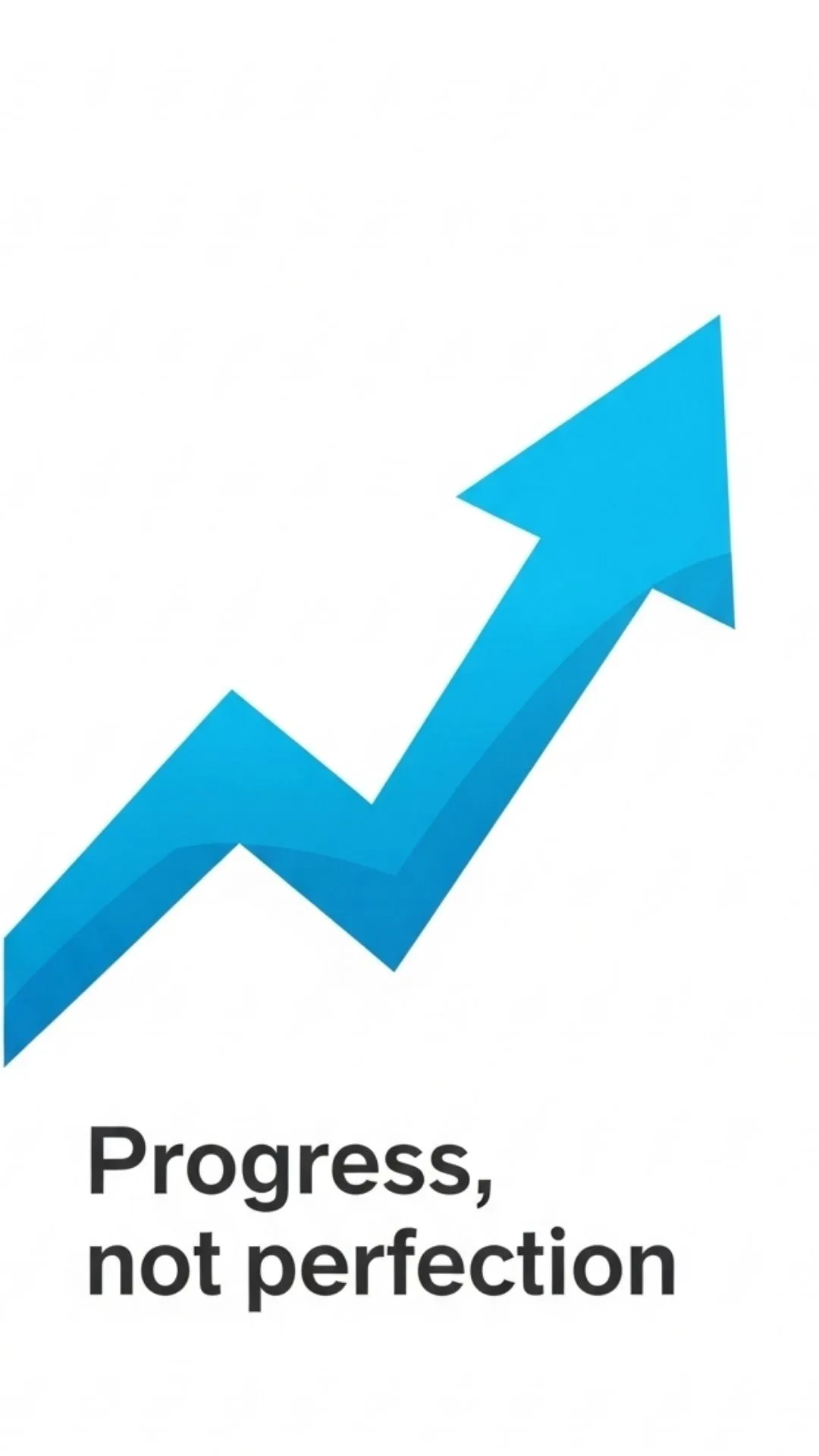Motivational WhatsApp DP with a graphic showing upward progress and the quote "Progress, not perfection," encouraging continuous improvement.