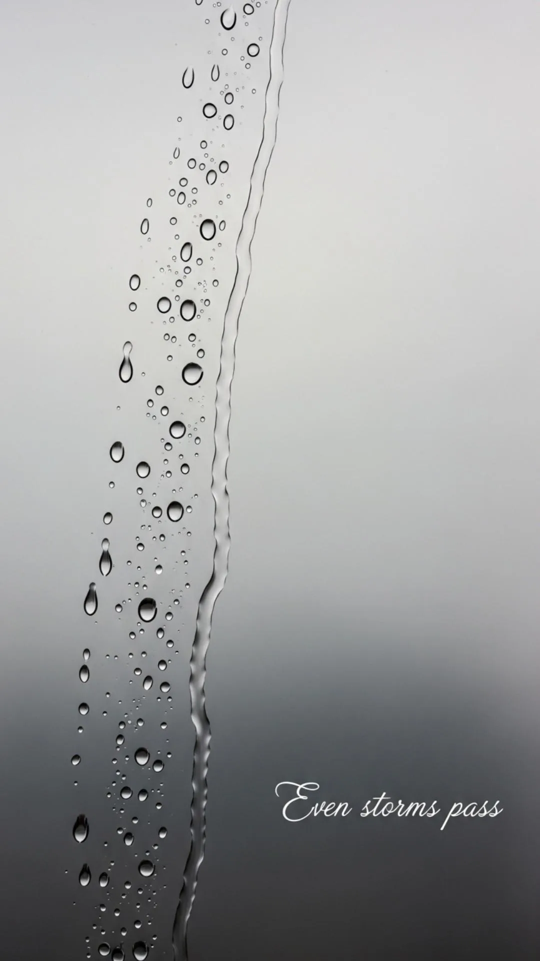 Peaceful WhatsApp DP featuring raindrops on a window, with the quote "Even storms pass," symbolizing resilience and finding calm amidst challenges.