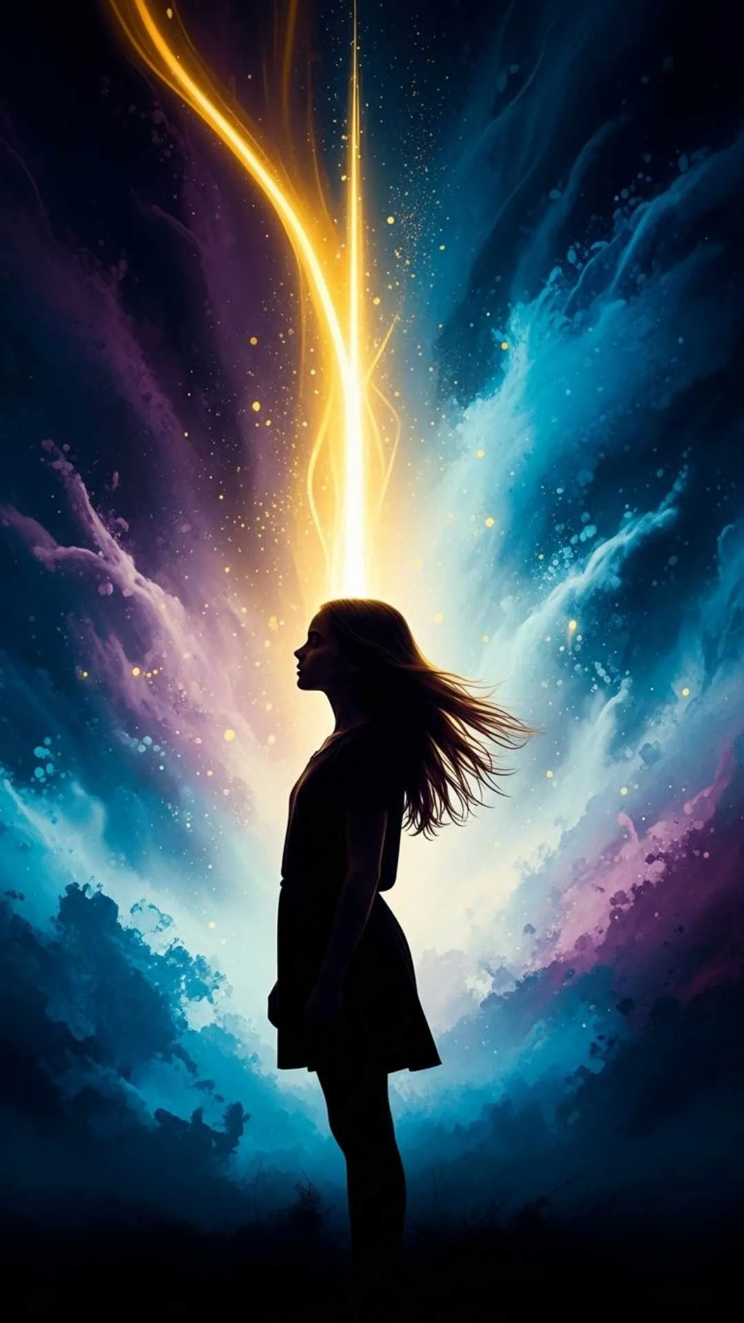 Resilient silhouette FB DP, abstract art profile picture, inner beauty avatar, strong girl DP.
