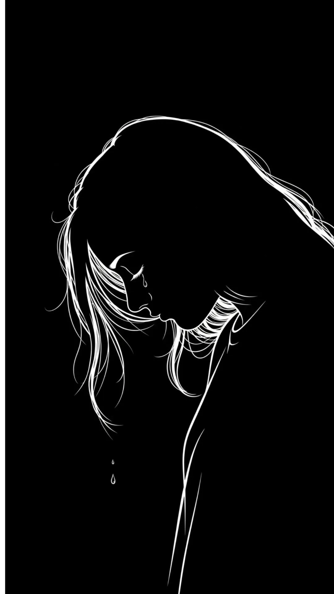 Emotional black WhatsApp DP conveying sadness with a subtle silhouette, suitable for expressing a melancholic mood.