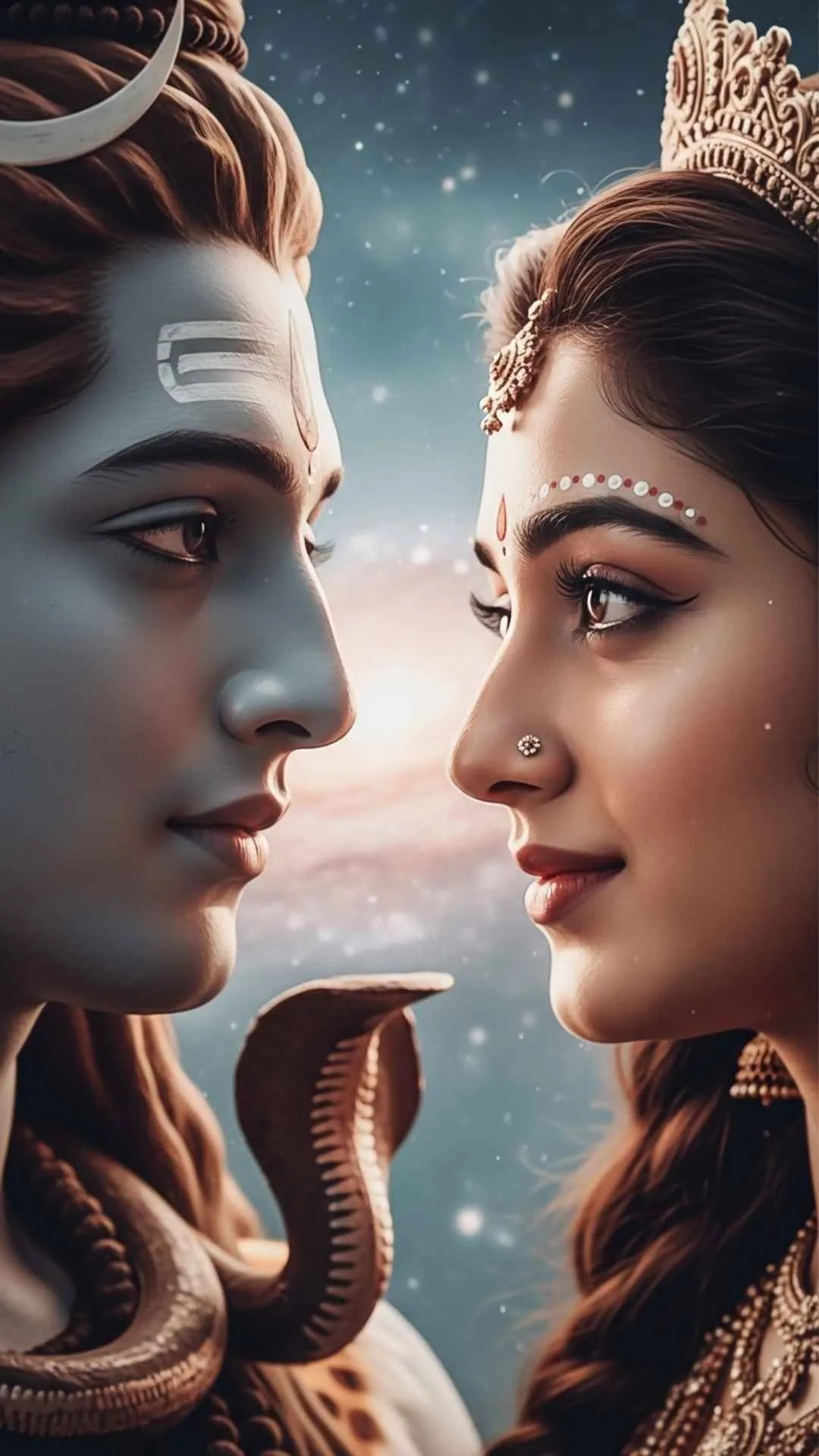 Eternal gaze Shiv Parvati DP, a romantic and soul-connecting image of the divine couple. #ShivParvatiLove #EternalLove #SoulConnection #DivineGaze #RomanticDP