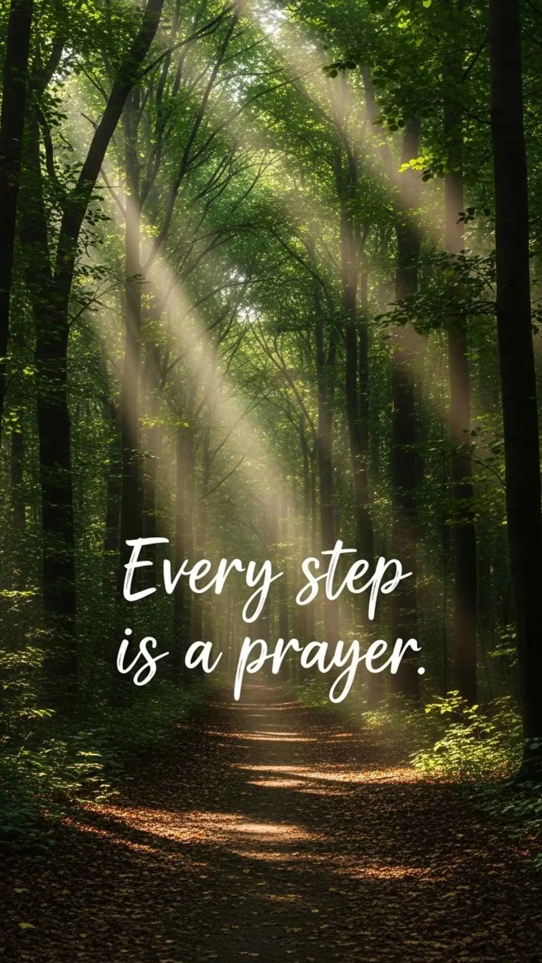 Spiritual path nature DP for Instagram, inner peace profile picture, serene forest aesthetic image with prayer quote, mindful journey wallpaper.