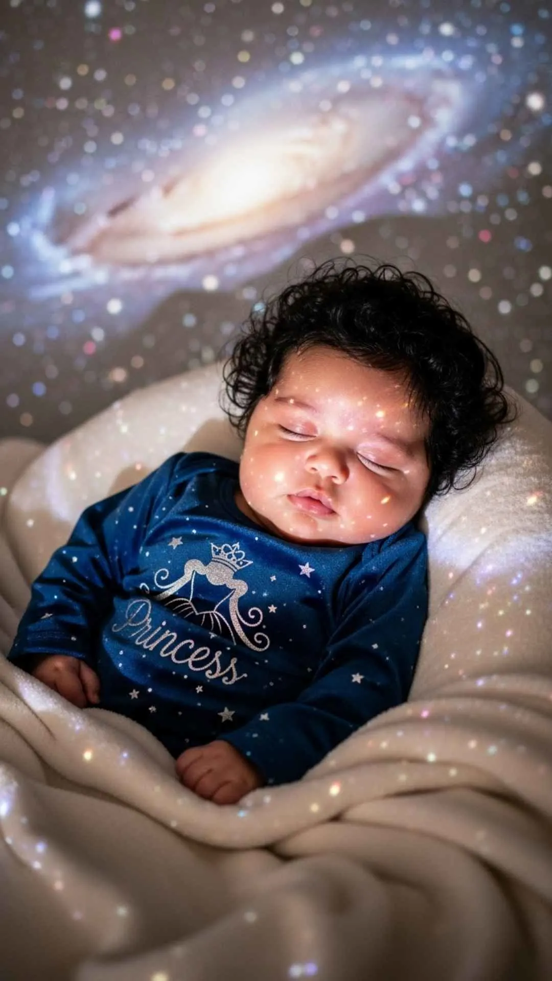 Magical starry night princess baby picture for WhatsApp profile.